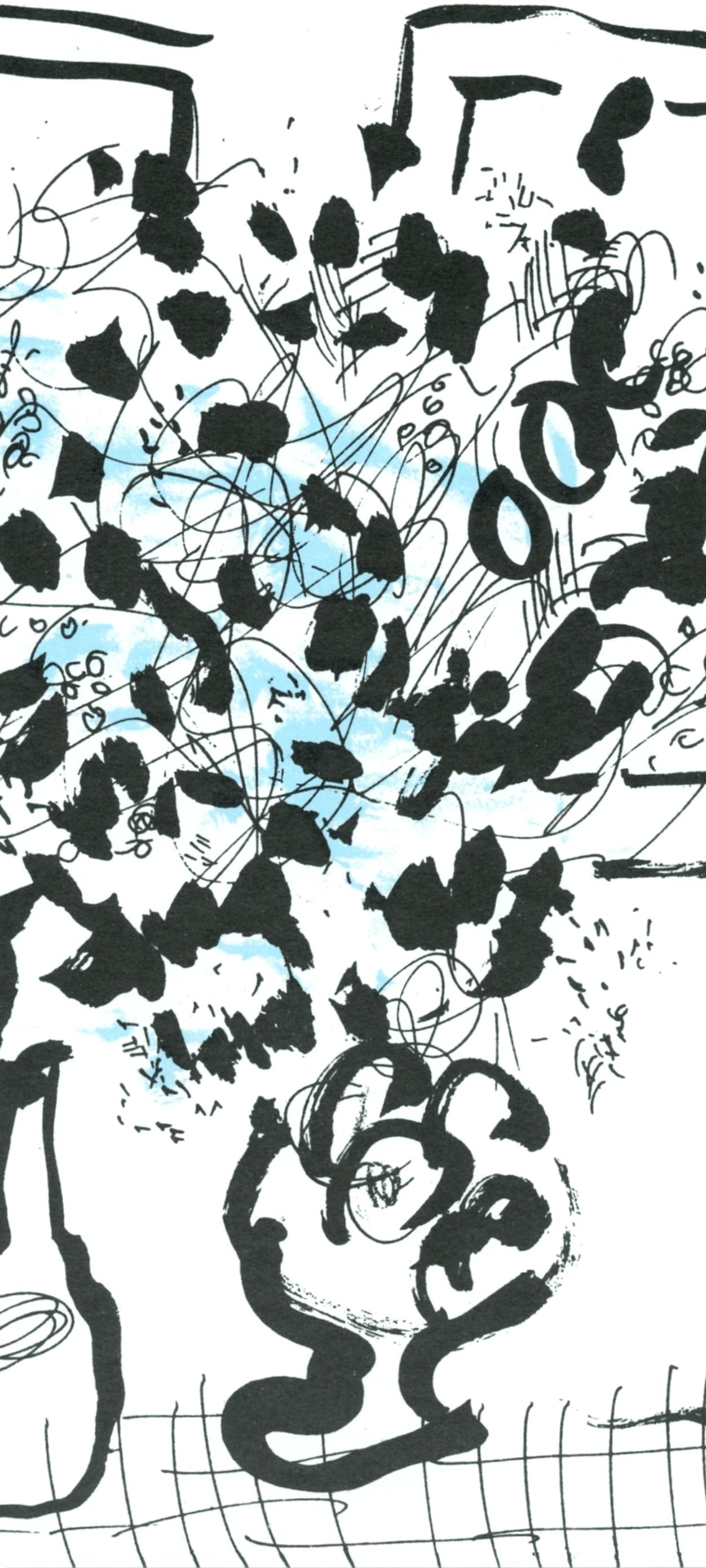 Le bouquet noir et bleu (Cramer 34 ; Mourlot 202), Chagall - Expressionniste Print par Marc Chagall