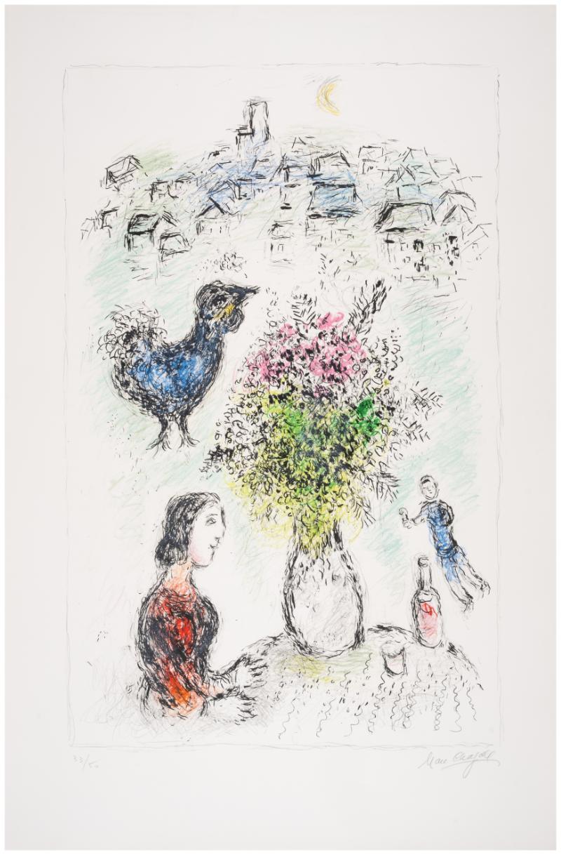 Marc Chagall Figurative Print – Le Bouquet Rose