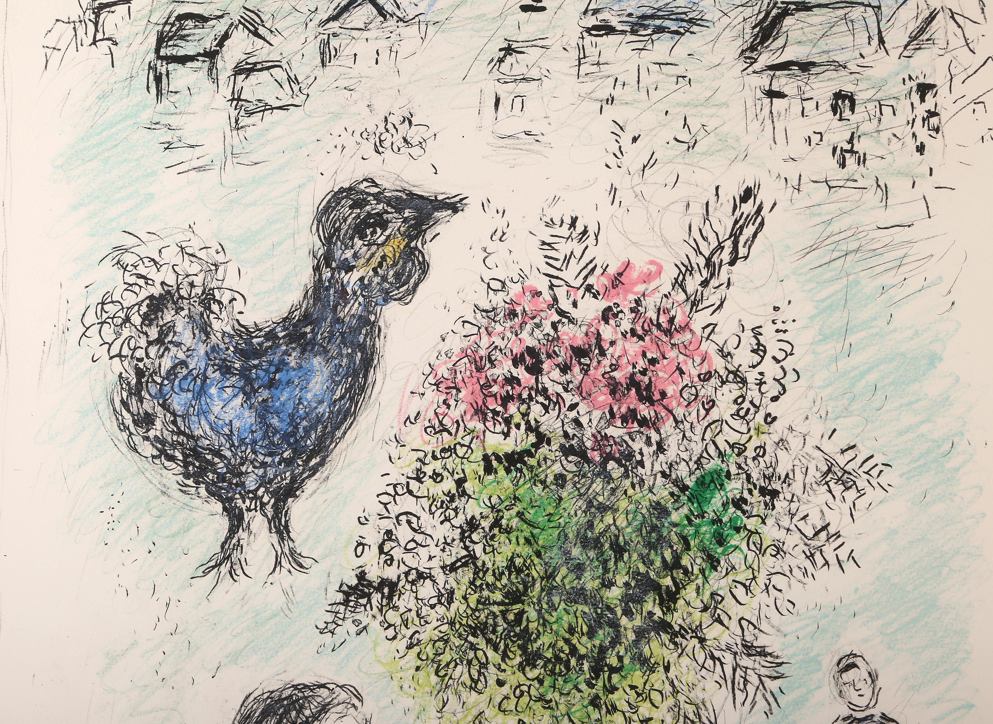 Le Bouquet Rose, Gran litografía moderna firmada por Marc Chagall en venta 1
