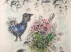 Le Bouquet Rose, Large Signed Modern Lithograph by Marc Chagall