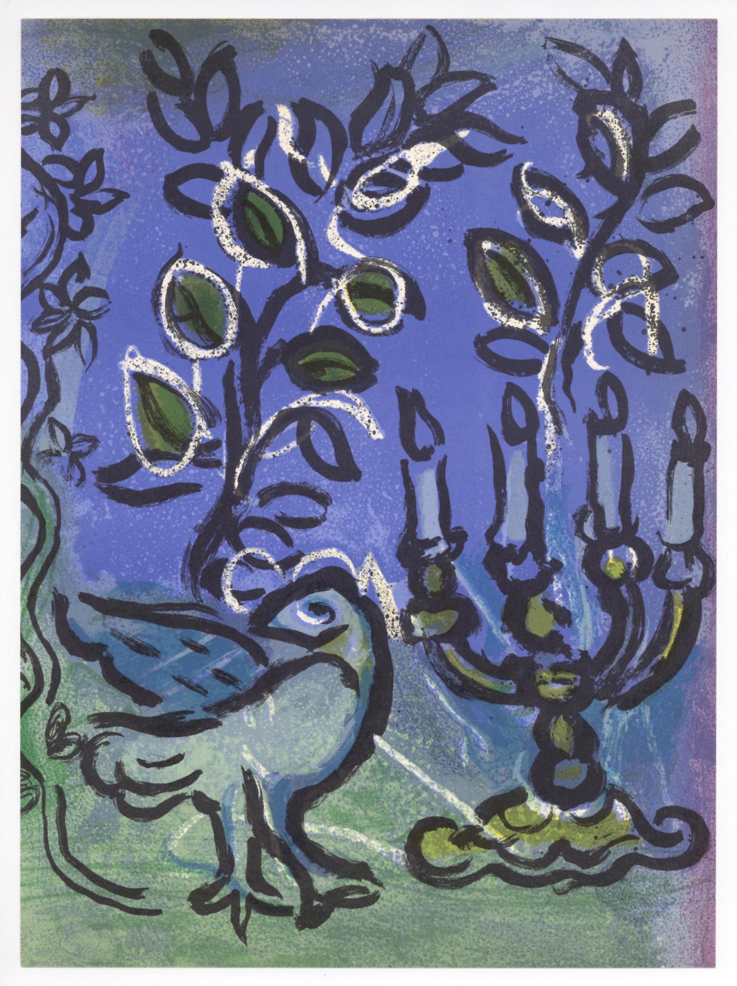 Lithographie originale « Le Chandelier » - Print de Marc Chagall
