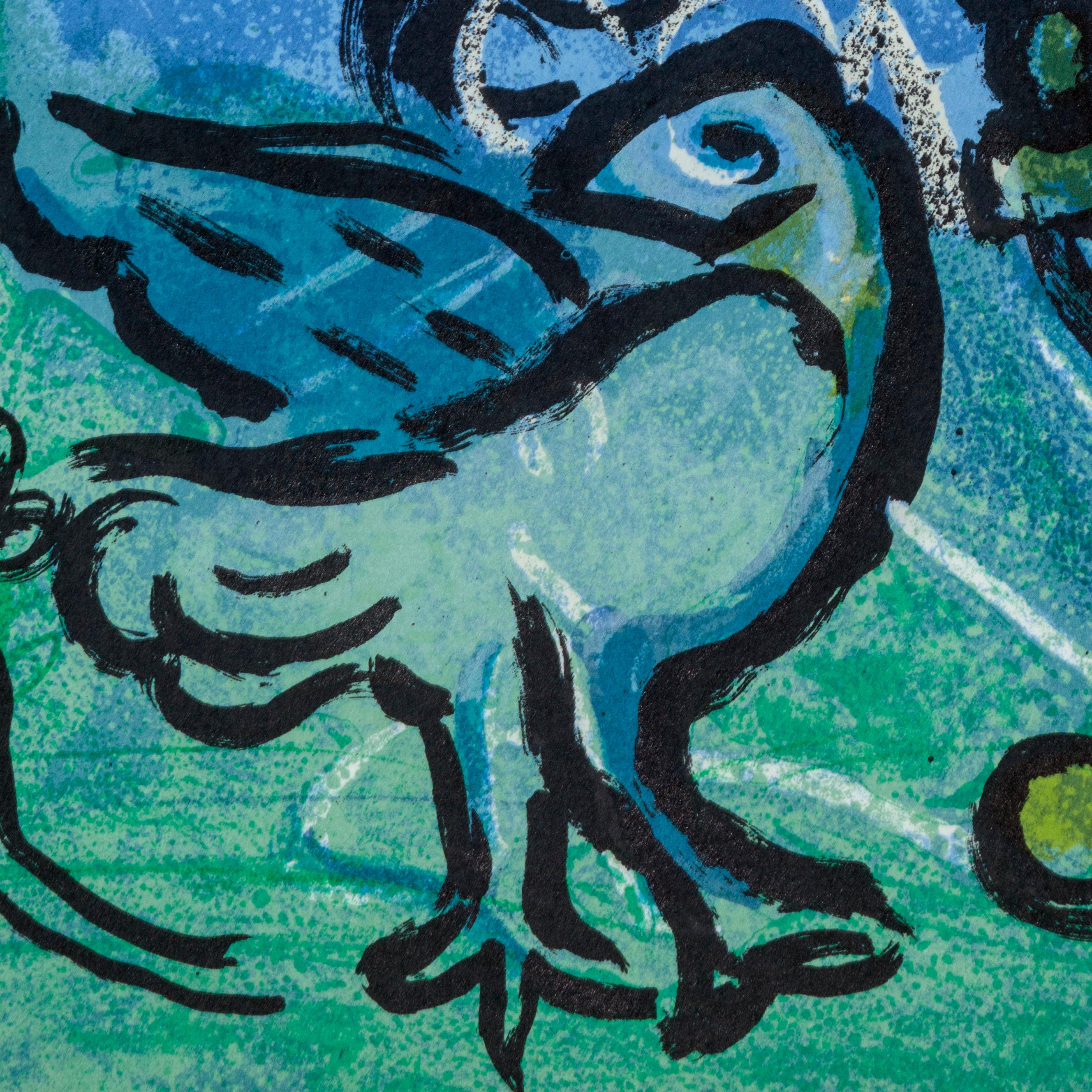 Le Chandelier (The Candlestick) - Blue Still-Life Print by Marc Chagall