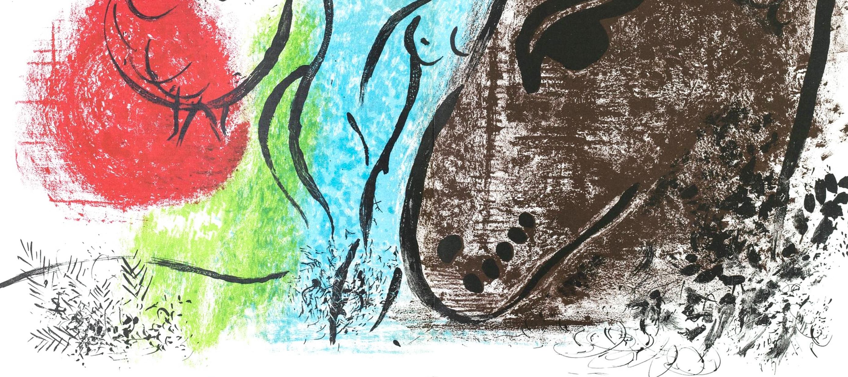 Le Cheval Brun (Cramer 21 ; Mourlot 61), Derrière le miroir - Gris Figurative Print par Marc Chagall