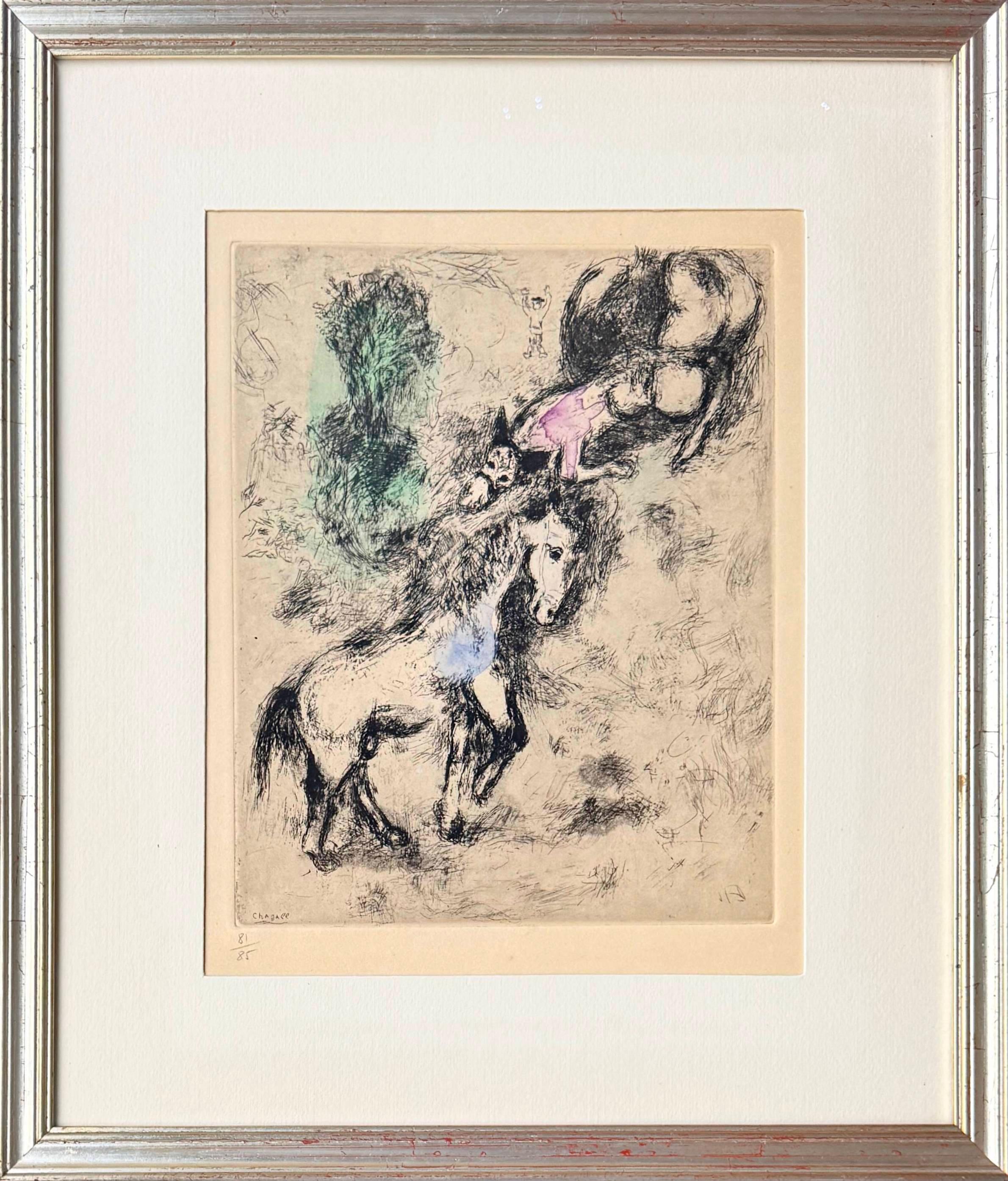 Marc Chagall Print - The Horse and the Donkey, Original Etching, Modern, 1952, Signed
