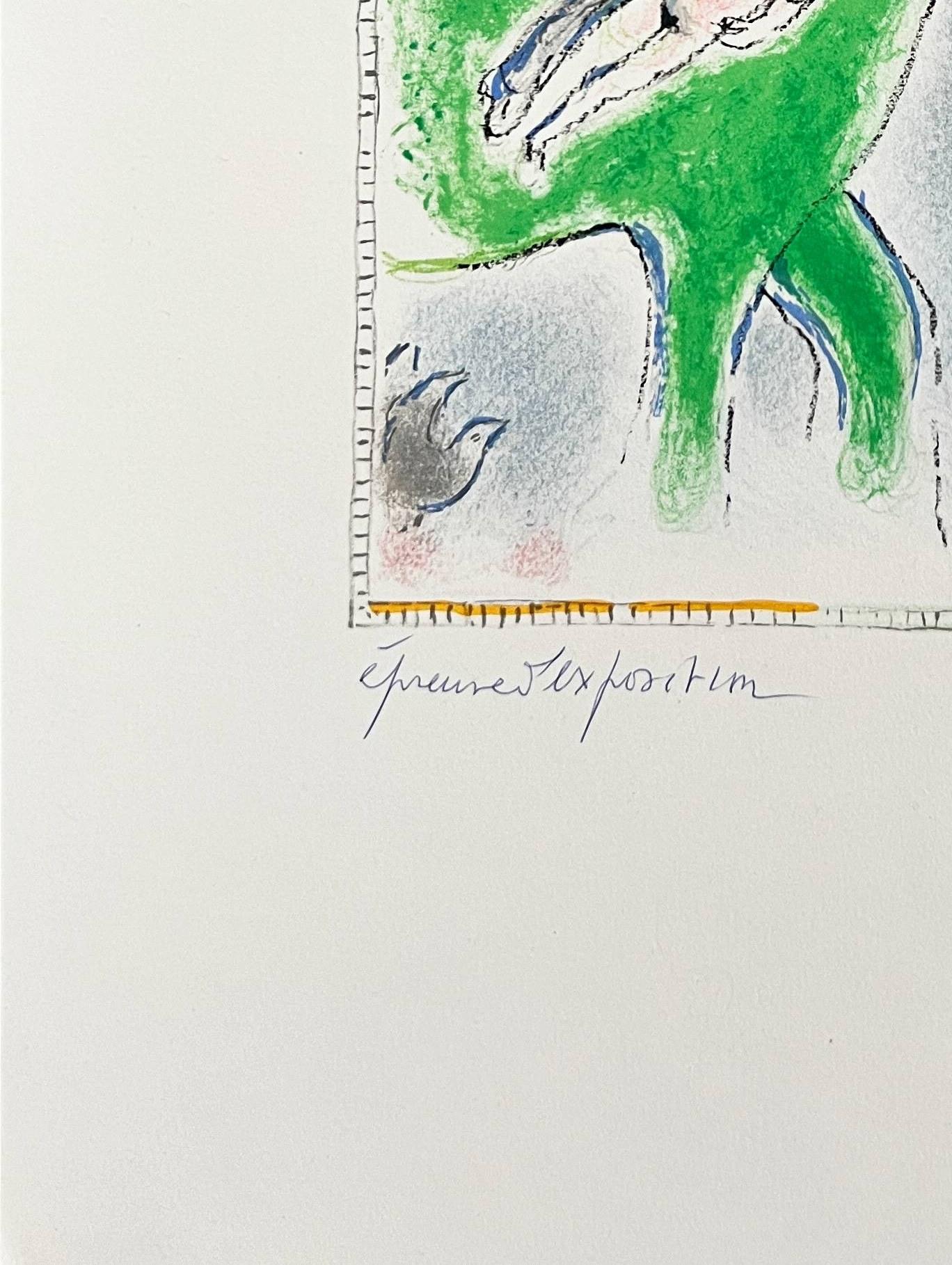 Le Cheval Vert - Gray Figurative Print by Marc Chagall