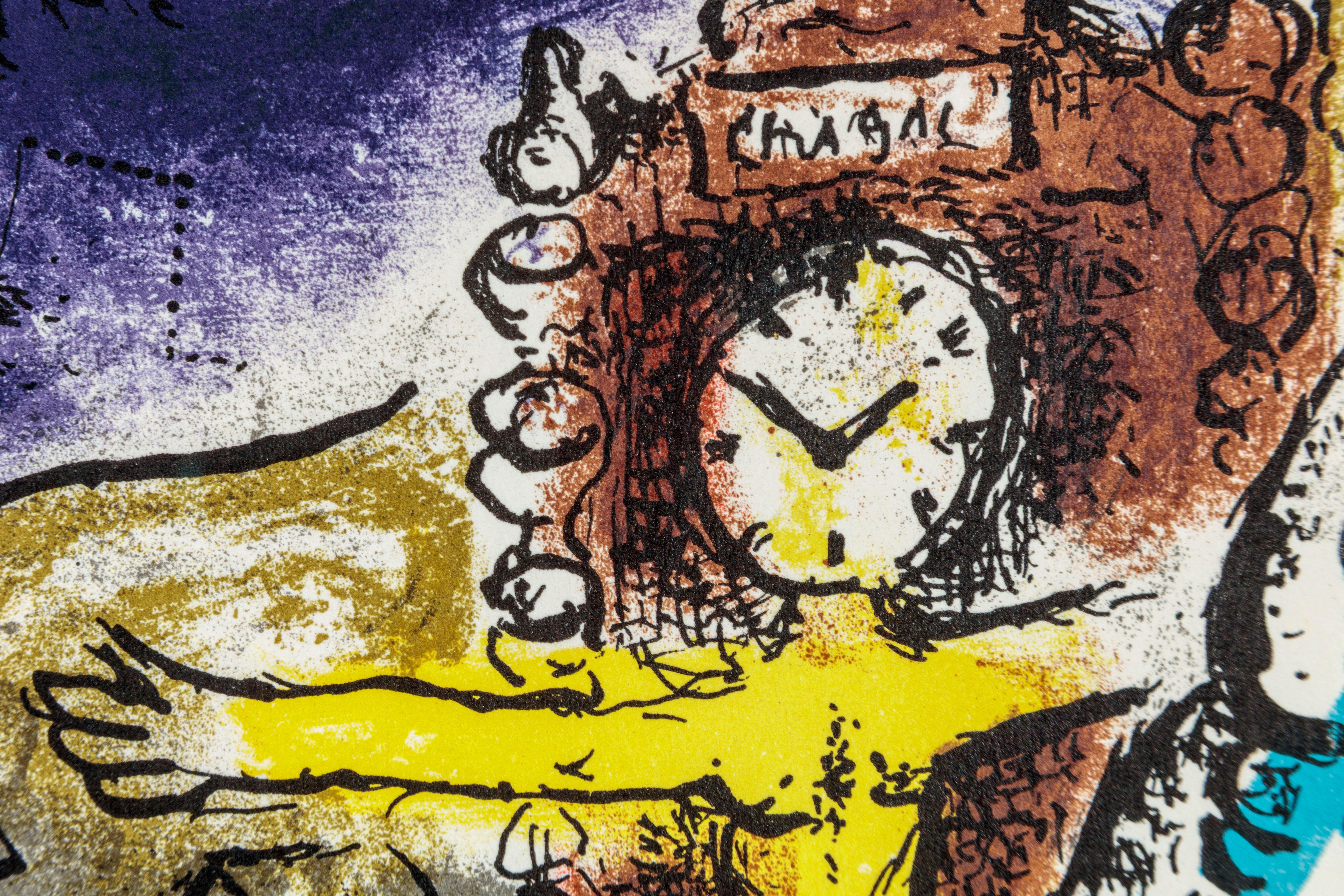 Framed 19 x 17.75 in

No. 196 in the Catalogue Raisonne of Chagall's lithographs

This lithograph was created by Chagall especially for this edition of the book 