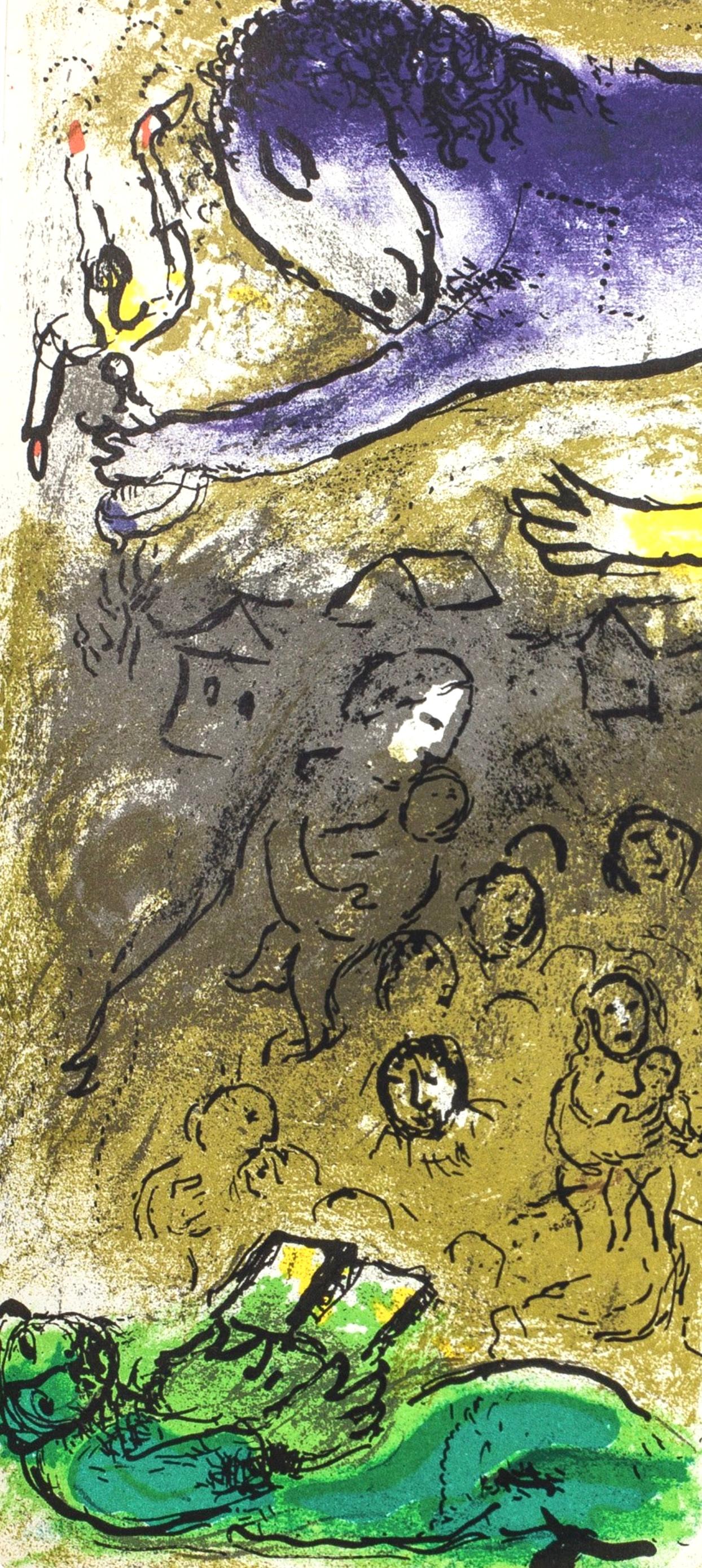 Le Christ à l'horloge (Cramer 34; Mourlot 196), Chagall - Landscape Print Marrón de Marc Chagall