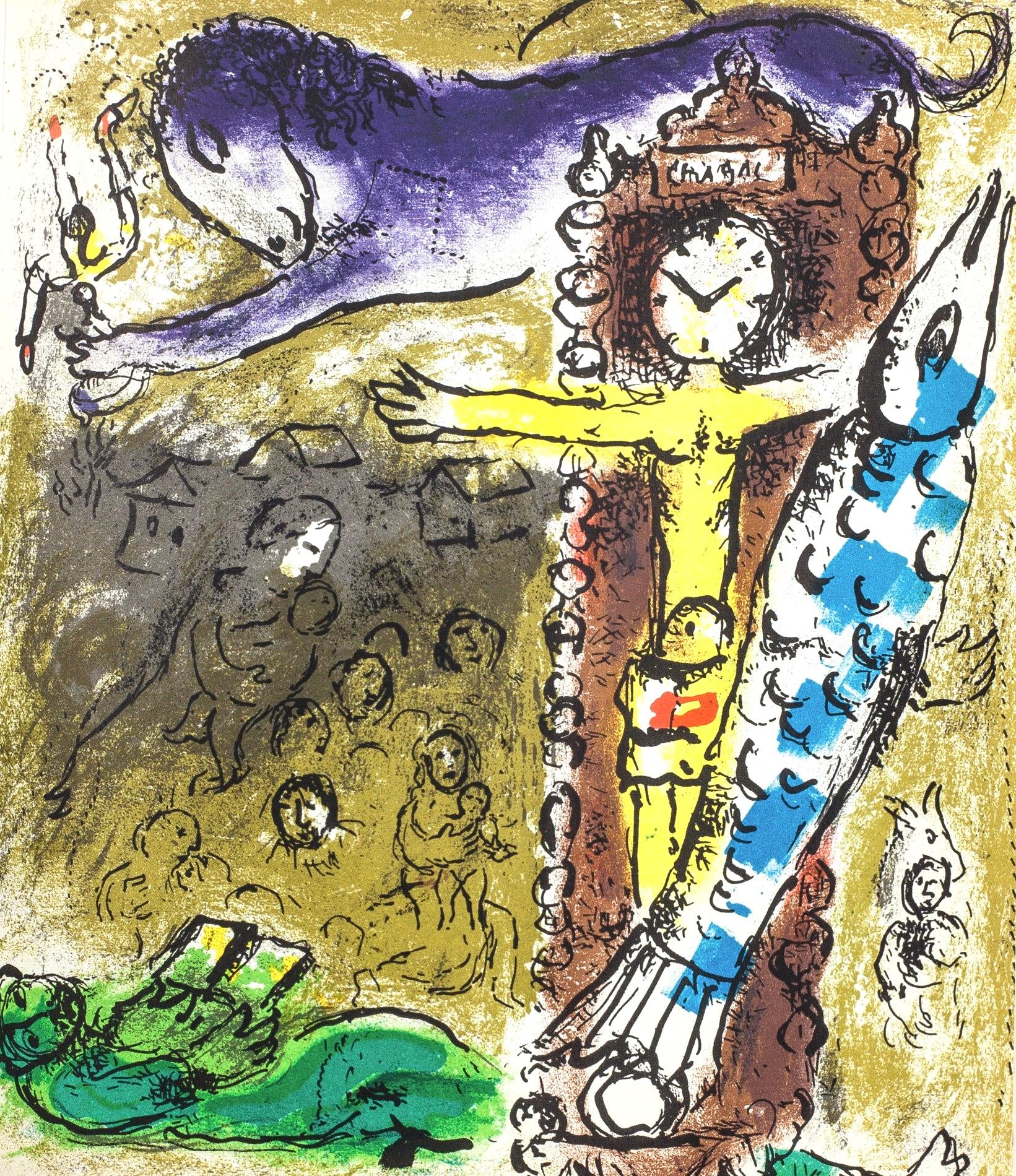 Landscape Print de Marc Chagall - Le Christ à l'horloge (Cramer 34; Mourlot 196), Chagall