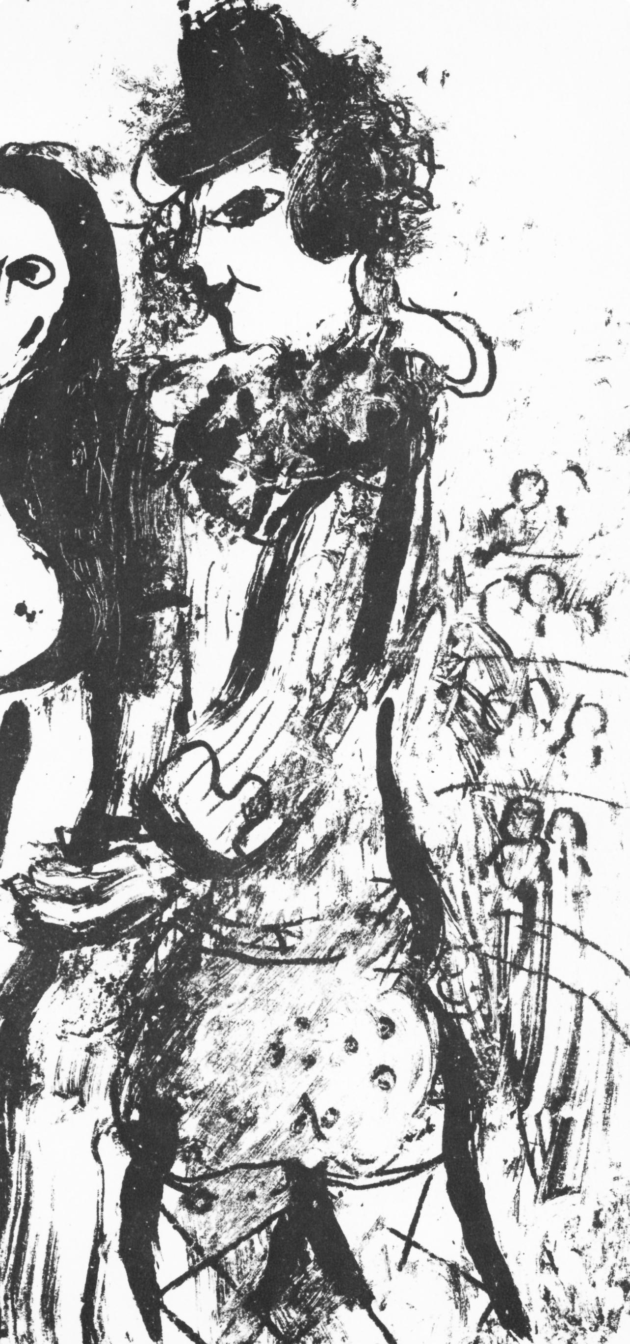 Le Clown Amoureux (Cramer 56; Mourlot 394), Las litografías de Chagall - Landscape Print Gris de Marc Chagall