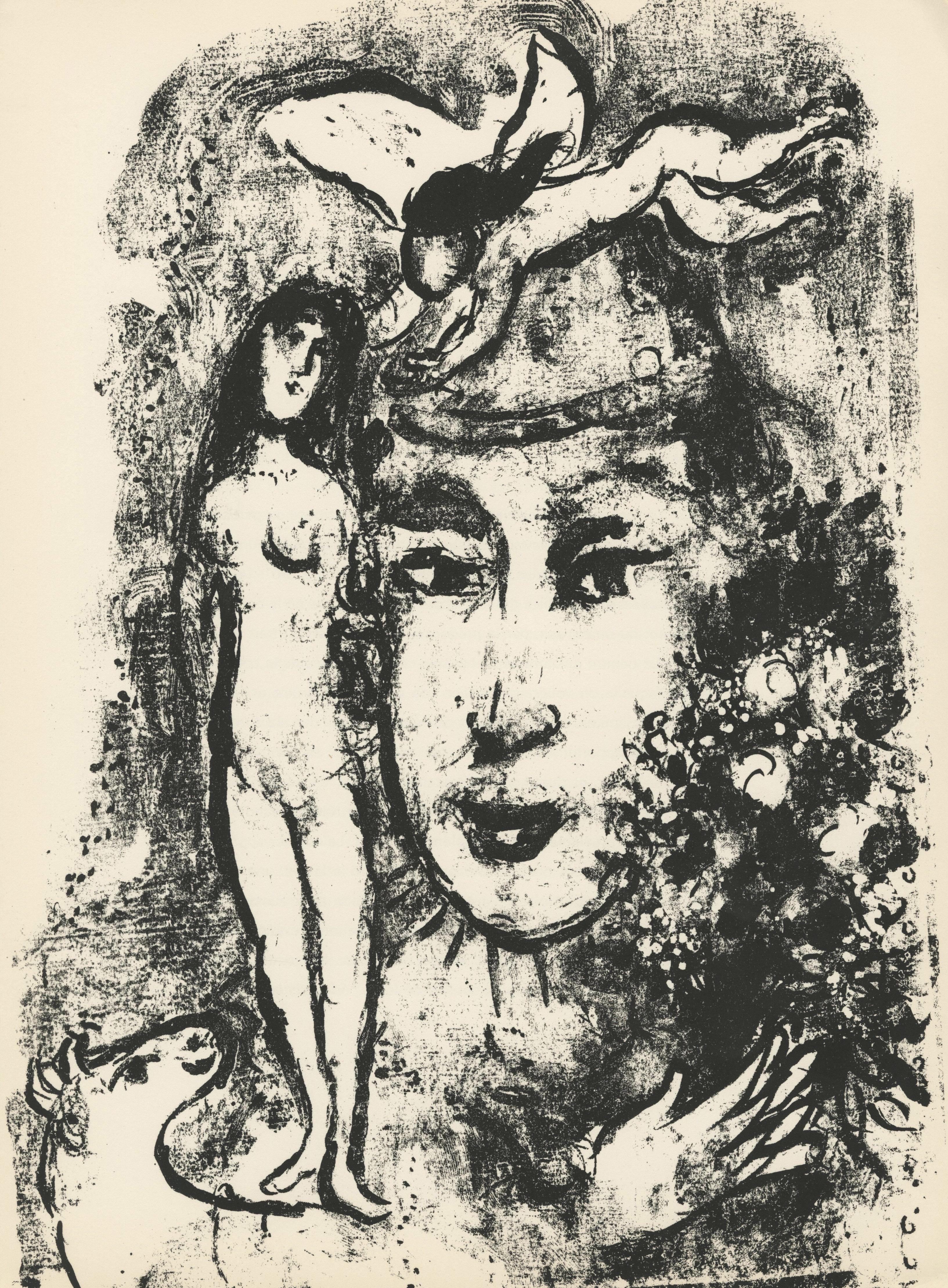 Marc Chagall Figurative Print – Le Clown Blanc (Das weiße Clown)
