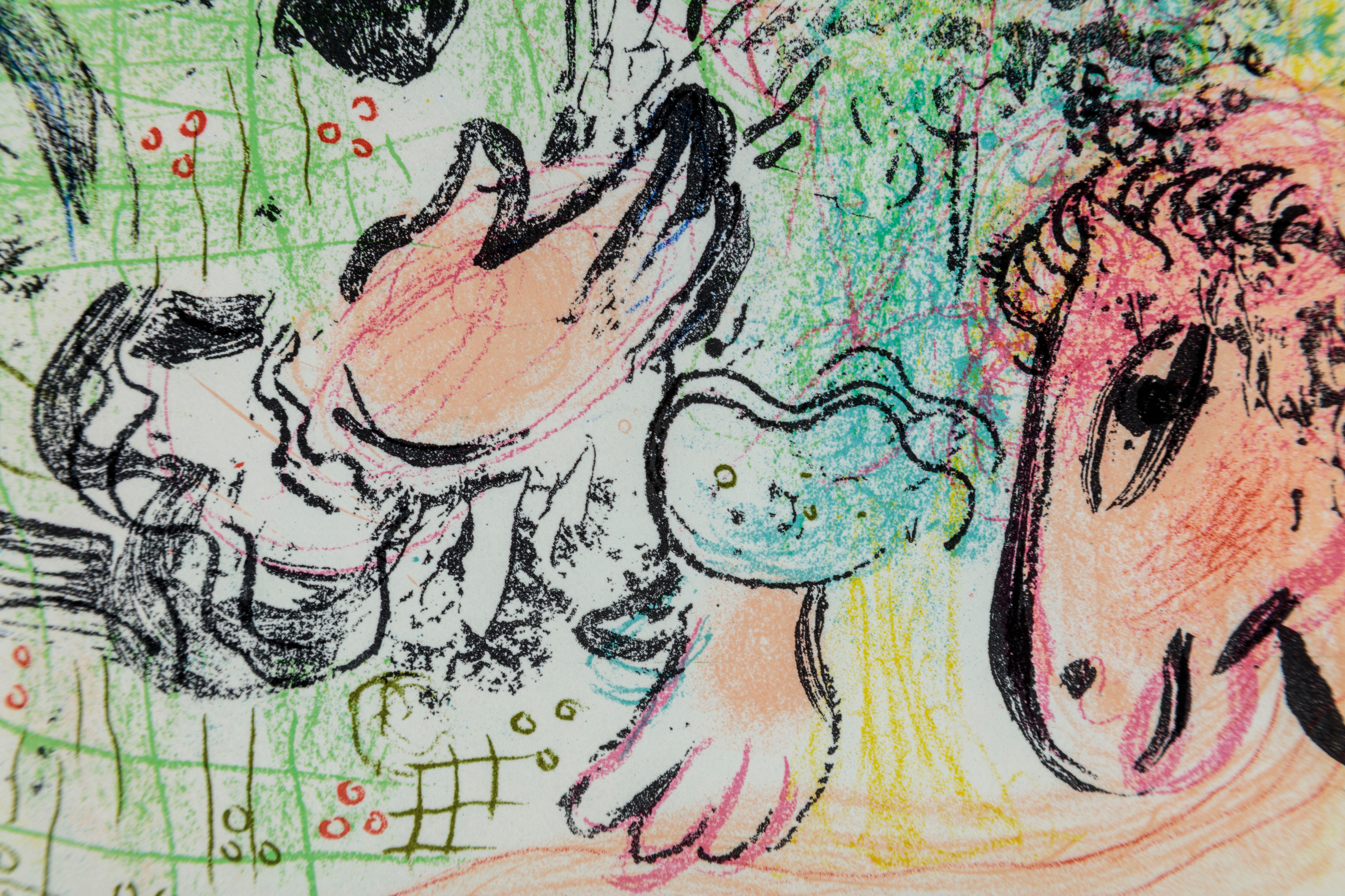 Framed 24 x 21 in

No. 399 in the Catalogue Raisonne of Chagall's lithographs 

This lithograph came from 