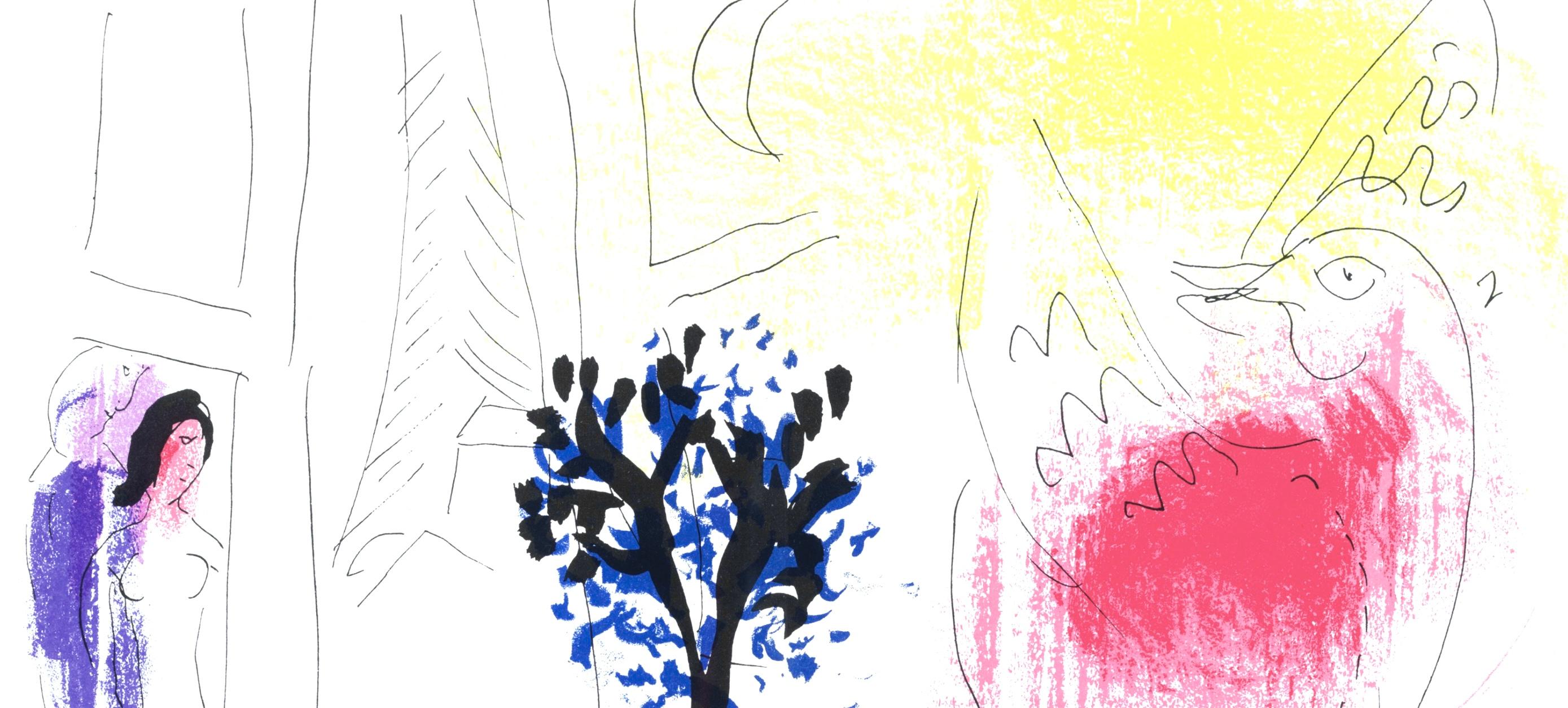 Le coq rouge (Cramer 34; Mourlot 203), Chagall - Print Espressionista di Marc Chagall