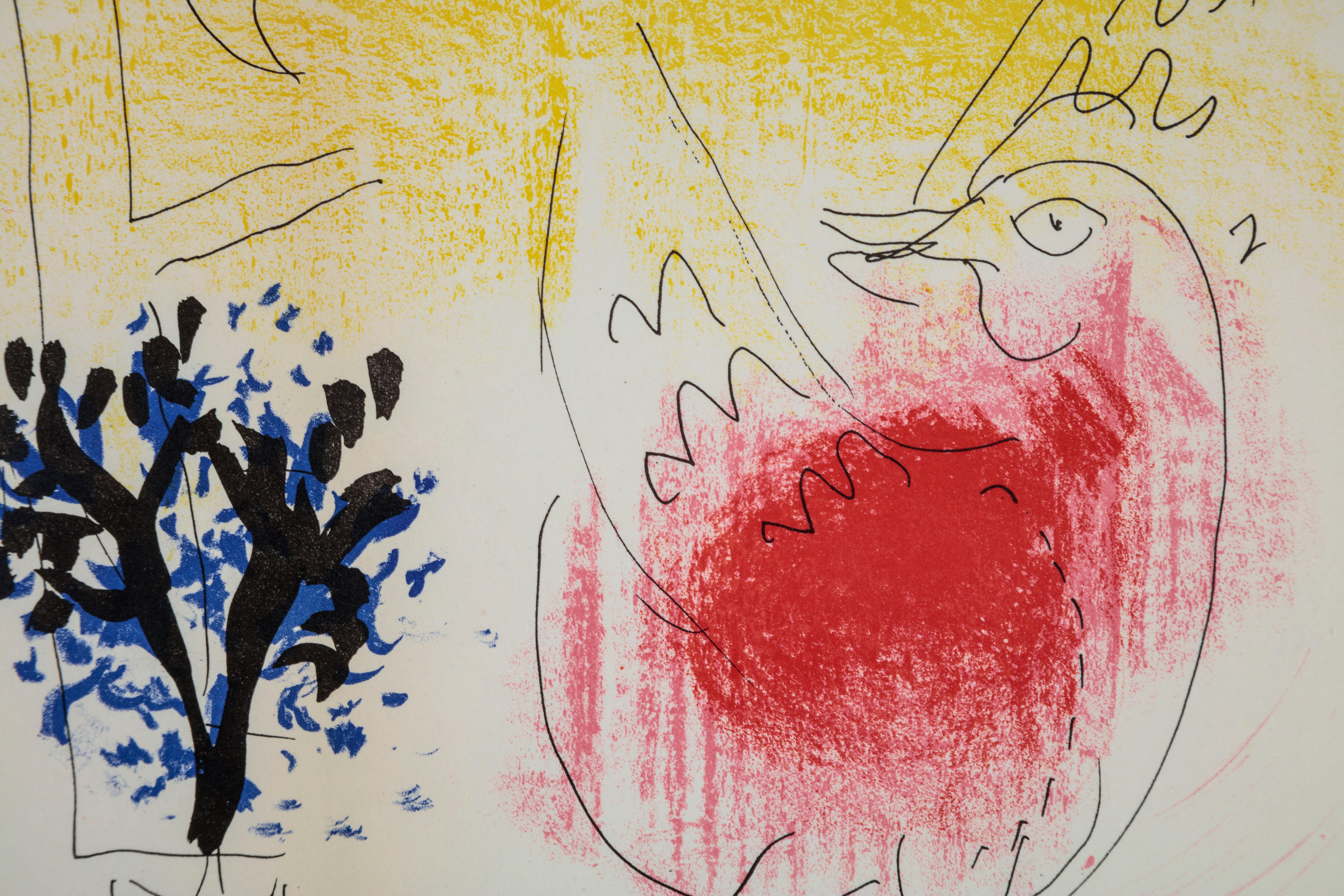 Framed 19 x 25.25 in

No. 203 in the Catalogue Raisonne of Chagall's lithographs

This lithograph was created by Chagall especially for this edition of the book 