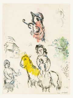 « Le coq violoniste » de Marc Chagall, imprimé figuratif, chèvre, monotype