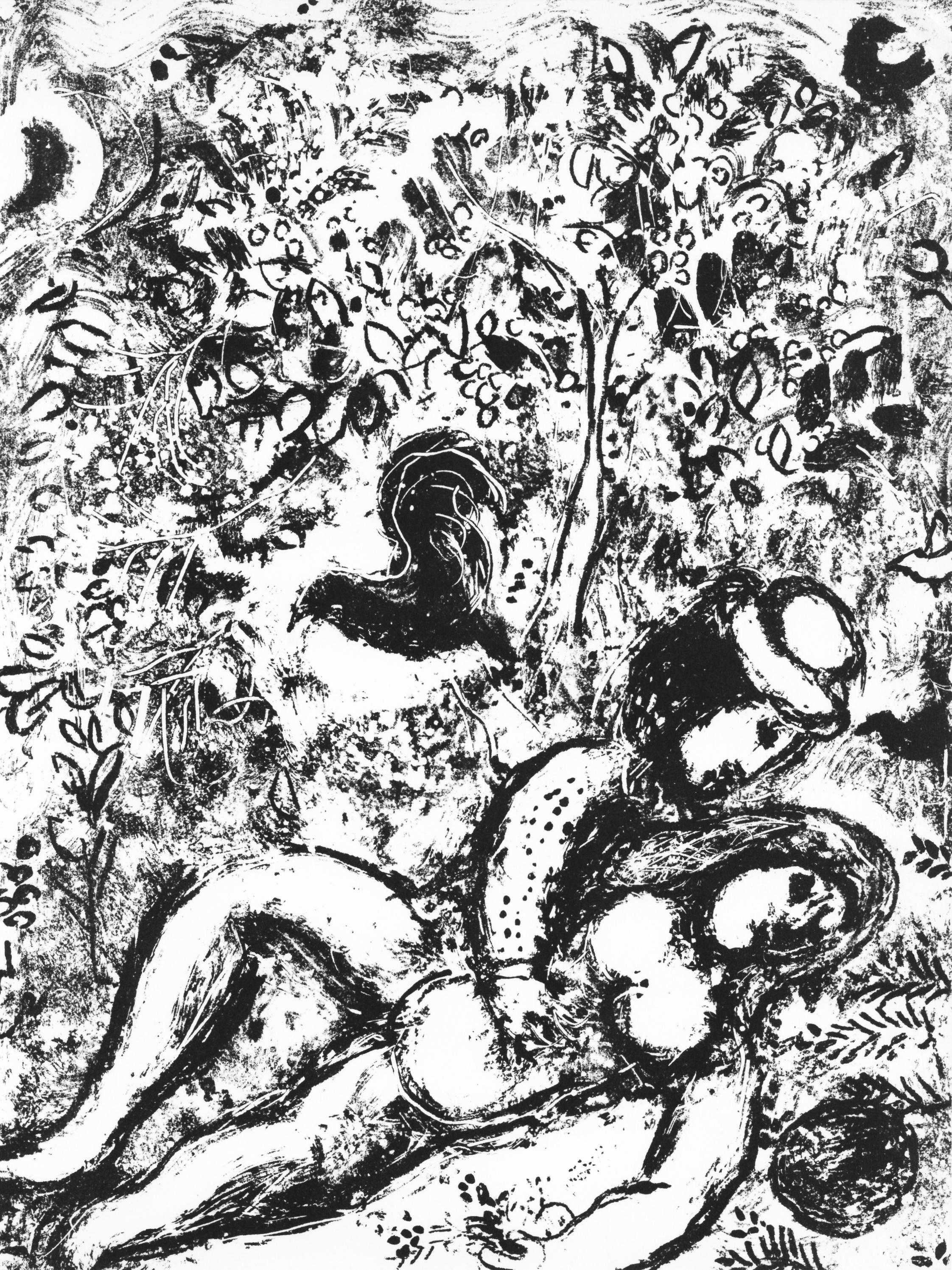 Landscape Print Marc Chagall - Le couple à l'arbre (Cramer 56 ; Mourlot 397), Les lithographies de Chagall