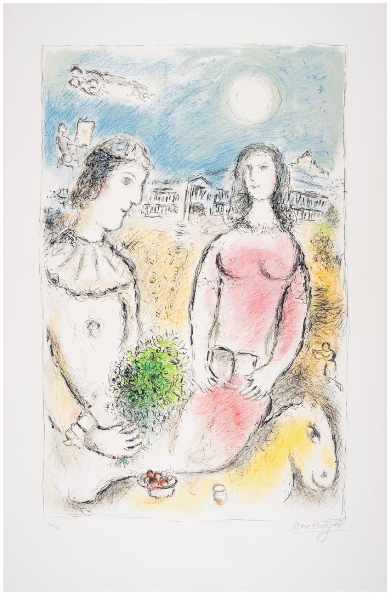 Marc Chagall Figurative Print - Le Couple au Crépuscule