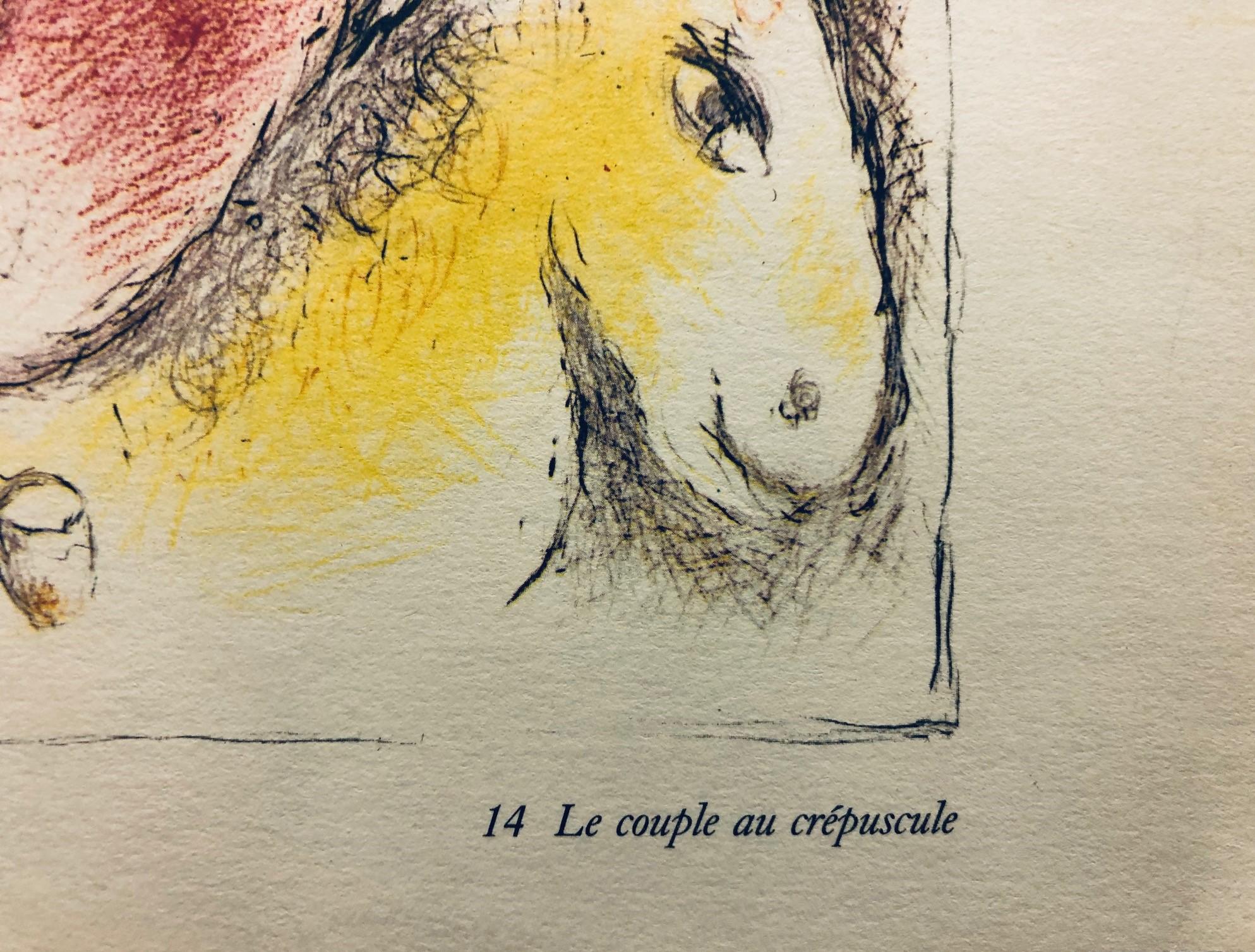Le Couple Au Crepuscule-Lithograph from Derriere Le Miroir - Print by Marc Chagall