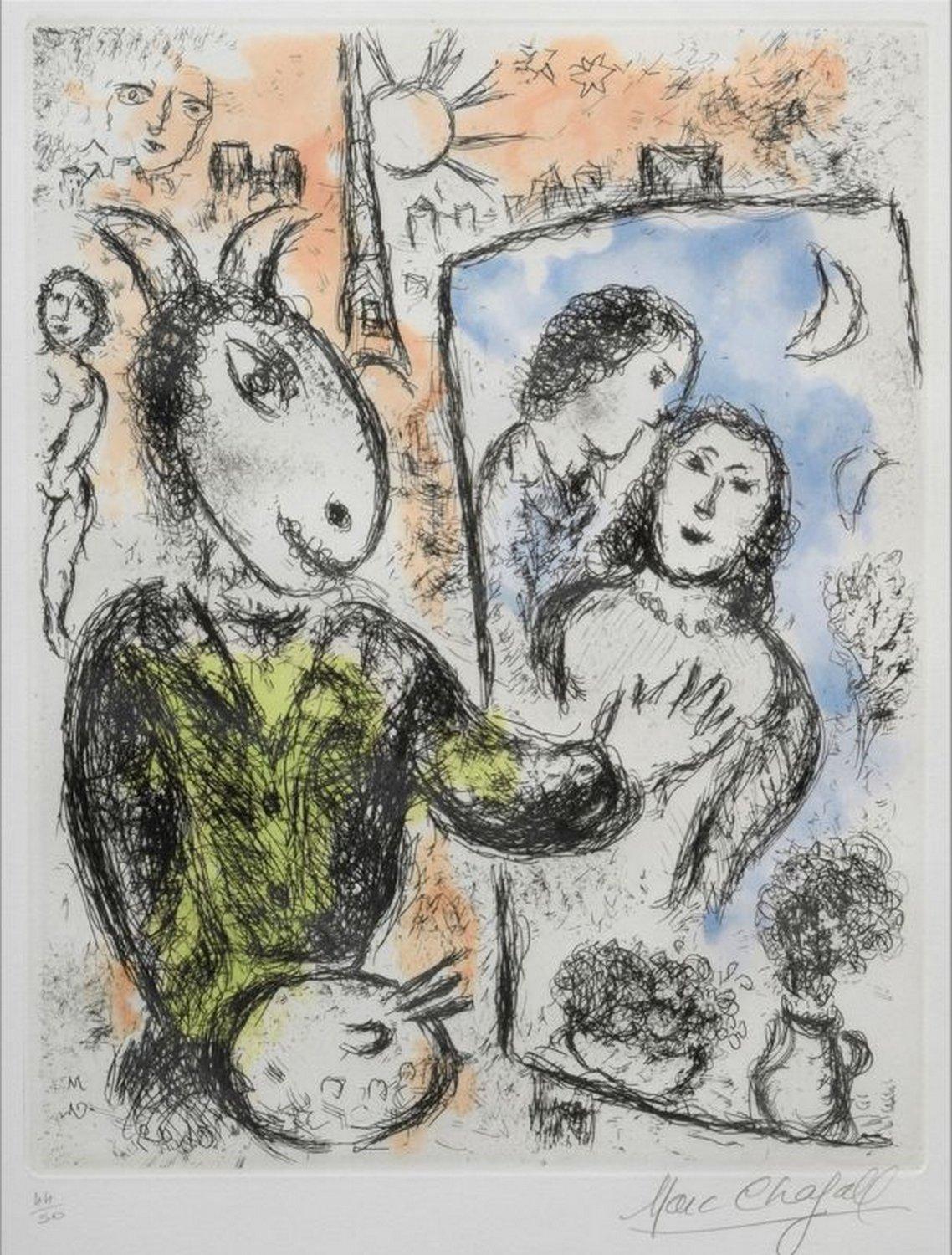 Marc Chagall Abstract Print - Le couple 