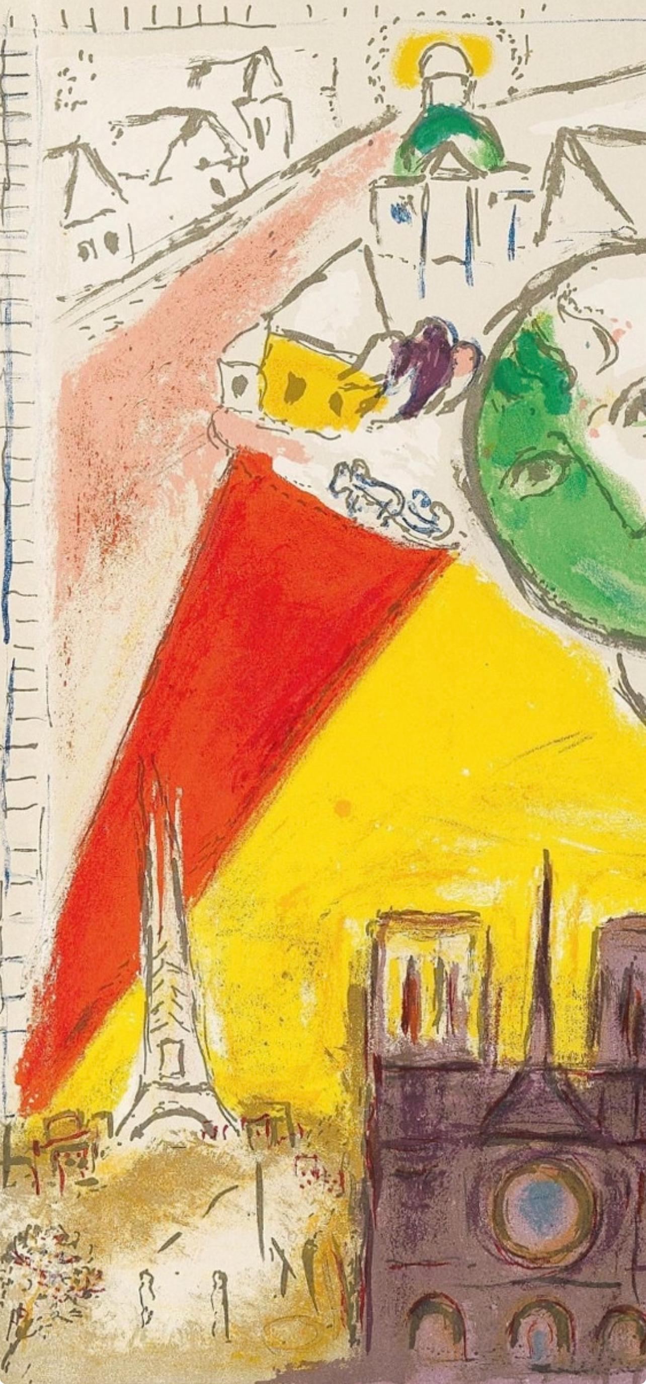 Le Dimanche (Cramer 24 ; Mourlot 98), Derrière le miroir - Expressionniste Print par Marc Chagall