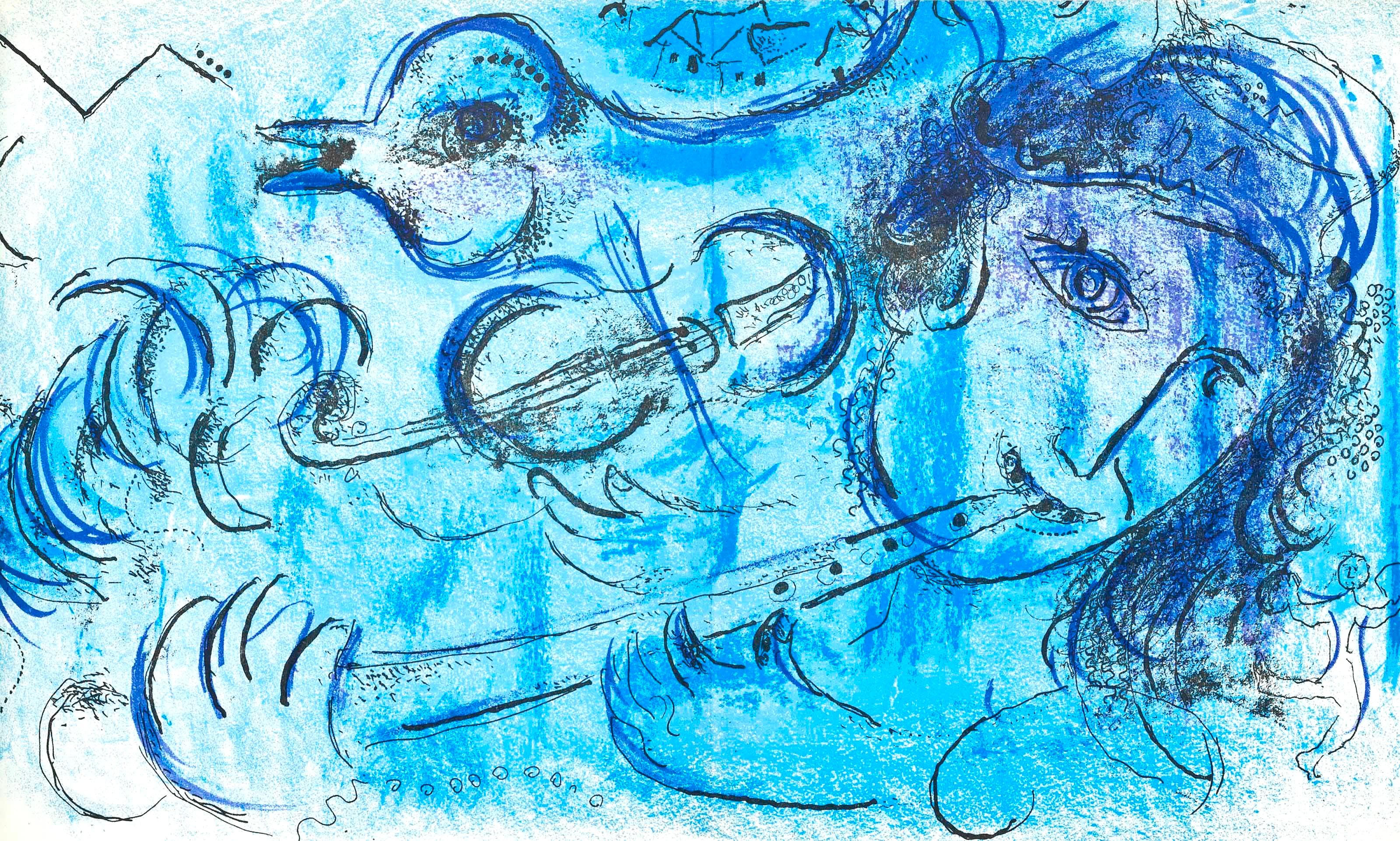Figurative Print Marc Chagall - Le Joueur de Flûte (Cramer 34 ; Mourlot 197), Chagall