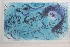  Le Joueur de Flute - Original Lithograph by Marc Chagall - 1957