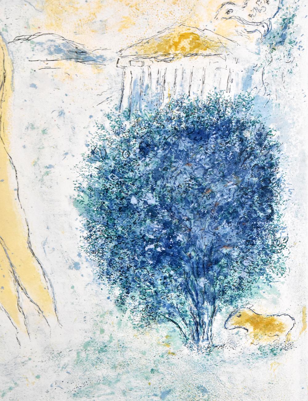 Marc Chagall’s Le Jugement de Chloé (Chloe’s Judgement), from Daphnis et Chloé, 1961 is one of the stunning lithographs within the illustrated Daphne and Chloe series that Fernand Mourlot considered to be one of 