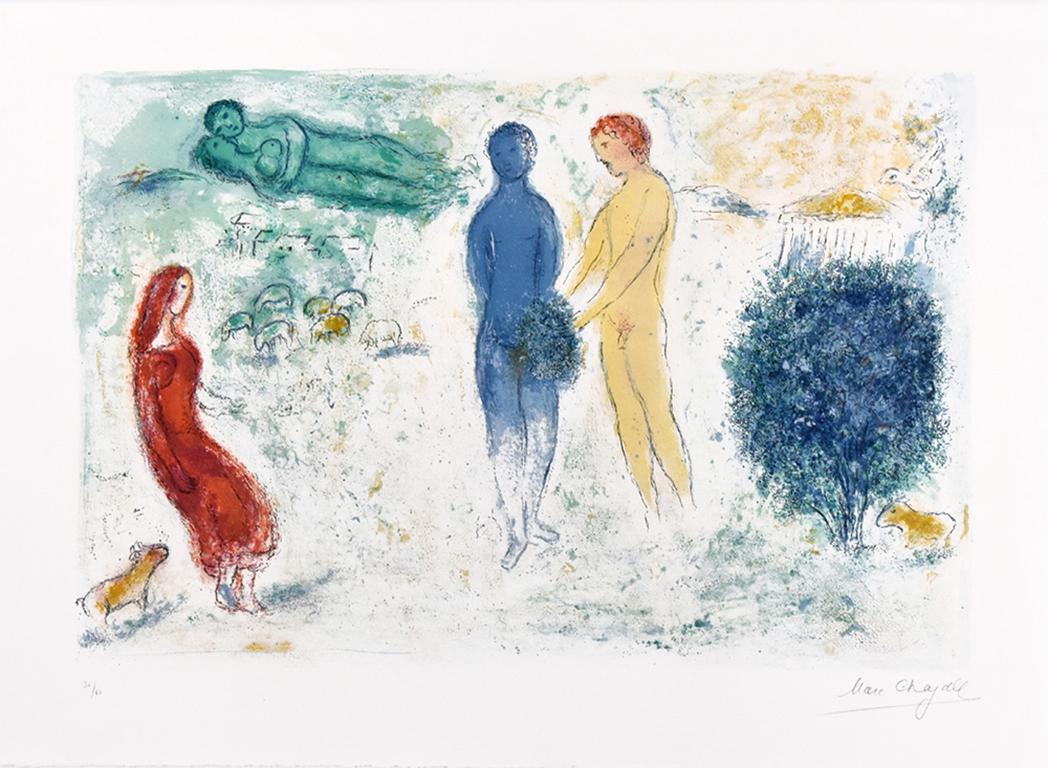 Marc Chagall Figurative Print - Le Jugement de Chloé (Chloe’s Judgement), from Daphnis et Chloé, 1961