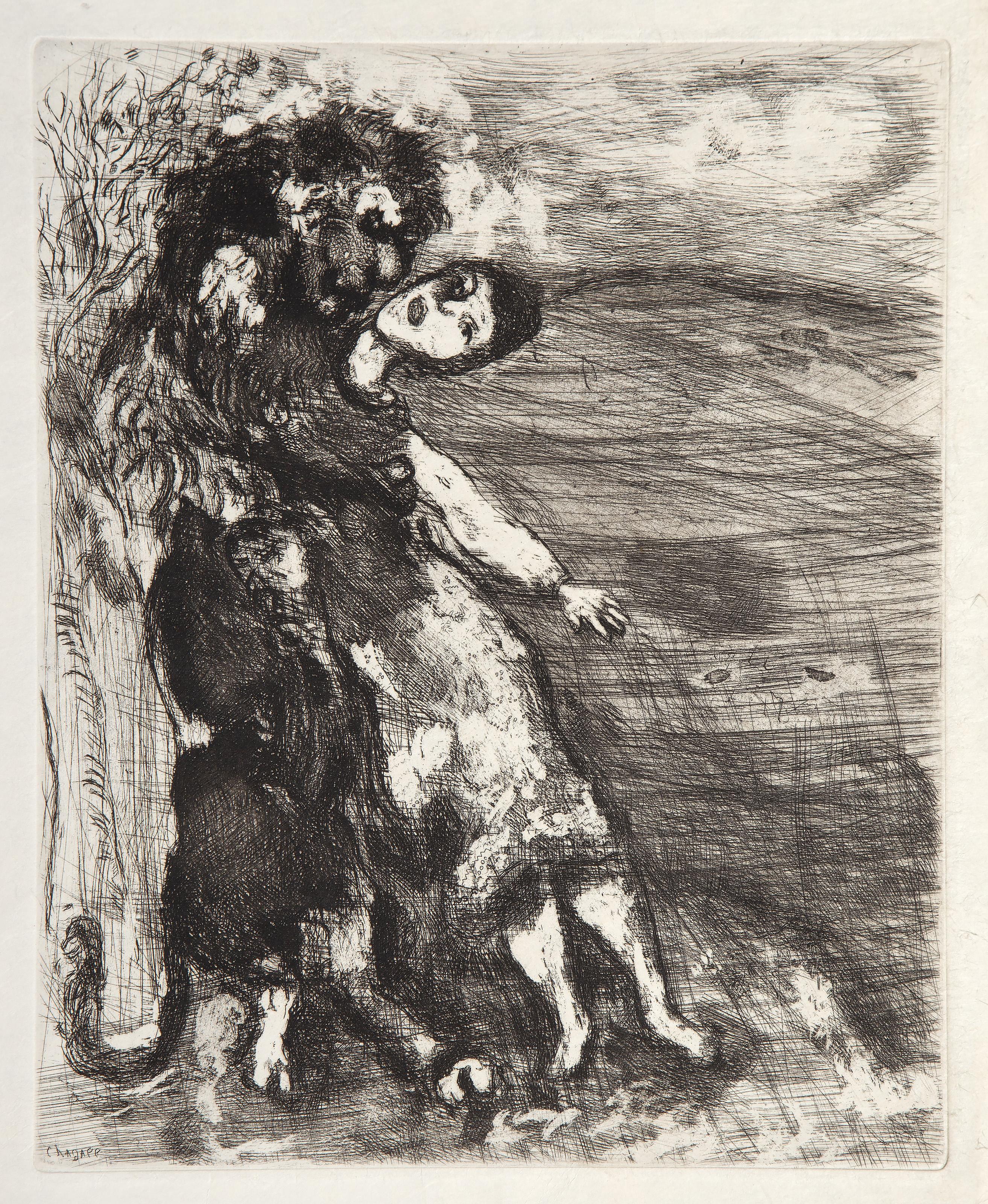 Le Lion Amoureux, de la Fables de La Fontaine, Radierung von Marc Chagall im Angebot 2
