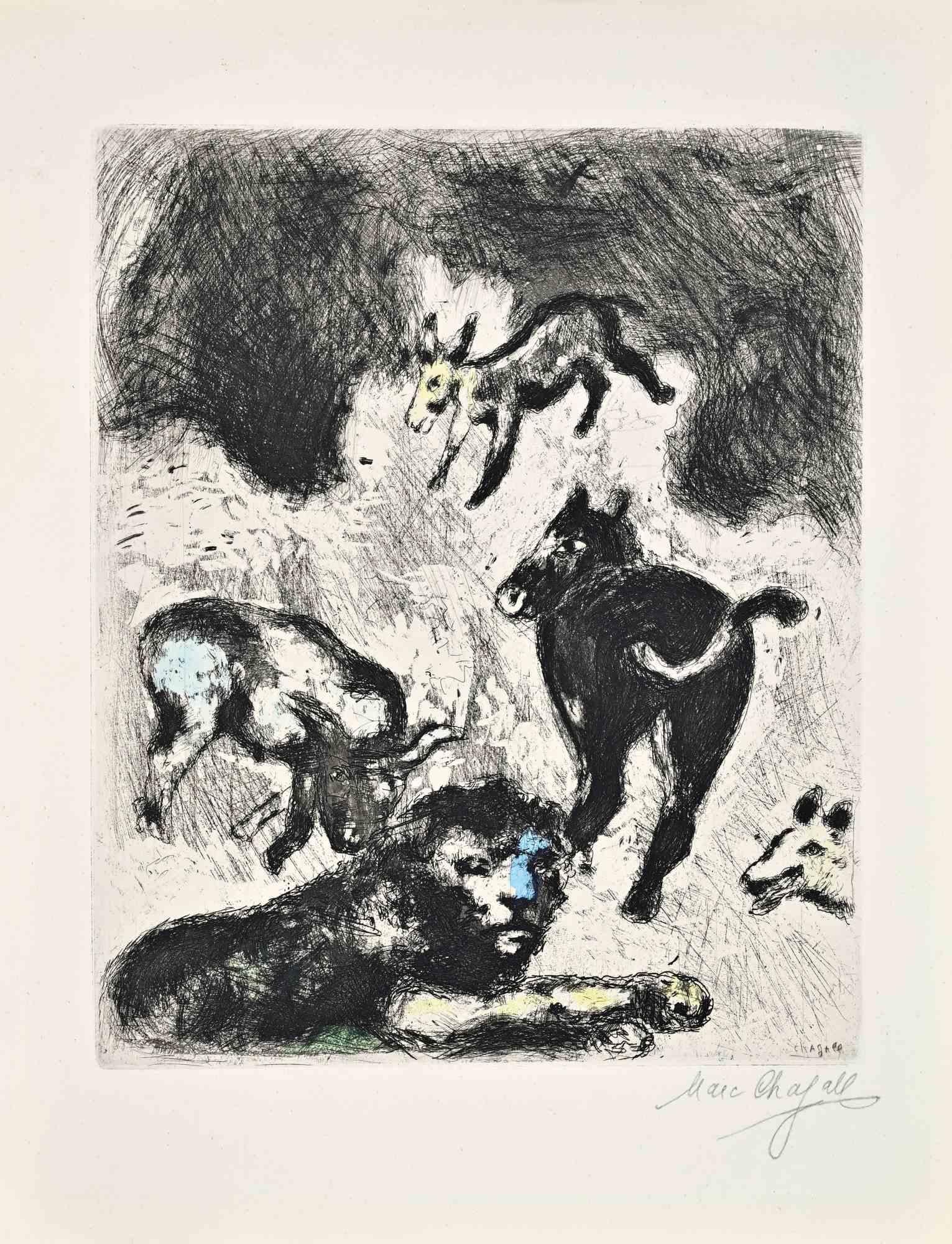 Le Lion devenu Vieux - Etching by Marc Chagall - 1952
