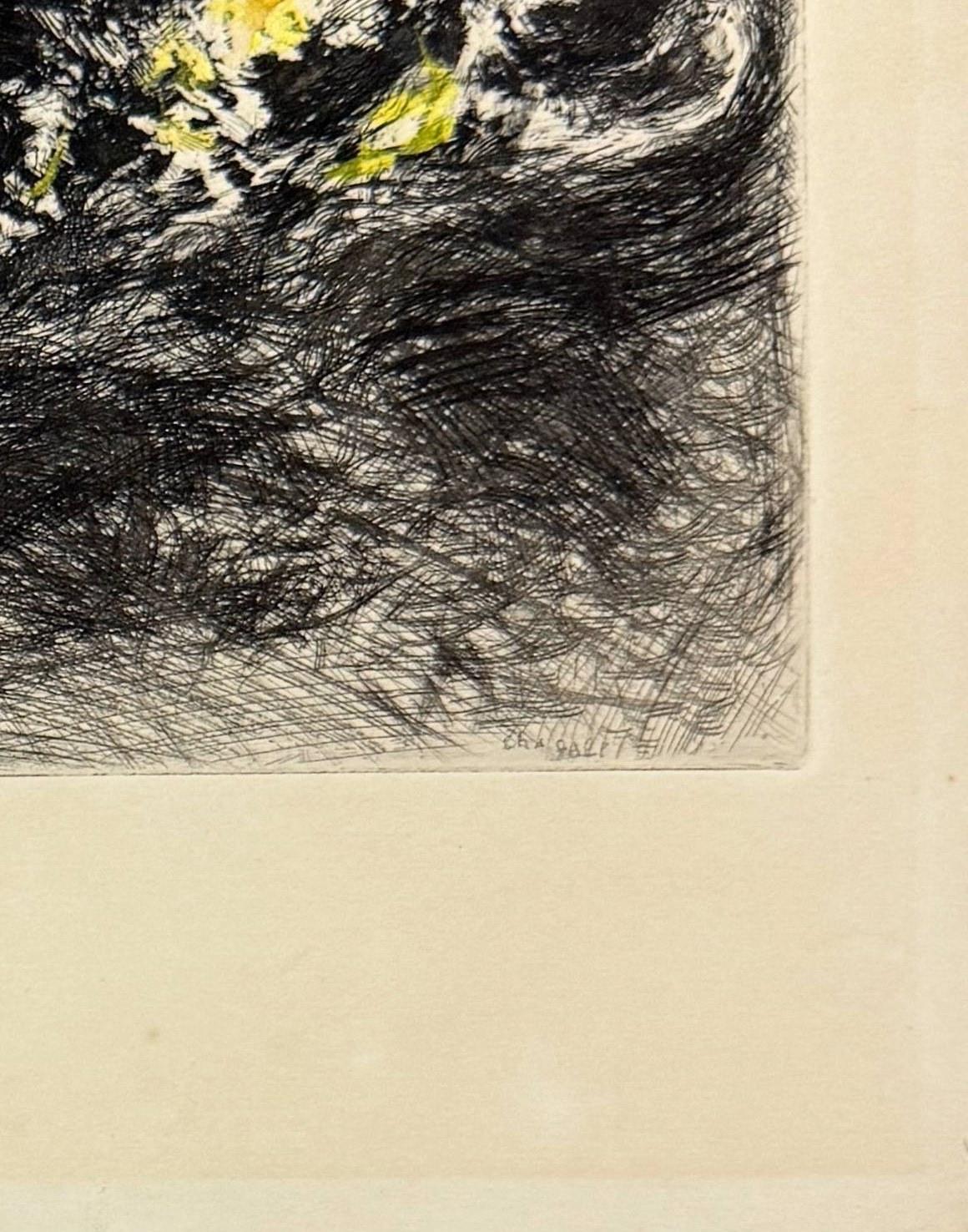 Marc Chagall (1887-1985) - Le lion et le moucheron

Etching from 1954.

Edition of 100.

Enhanced with watercolour by the artist.

Dimensions of work: 39 x 30 cm.

Reference: Cramer 22.

The work is in Excellent condition.
