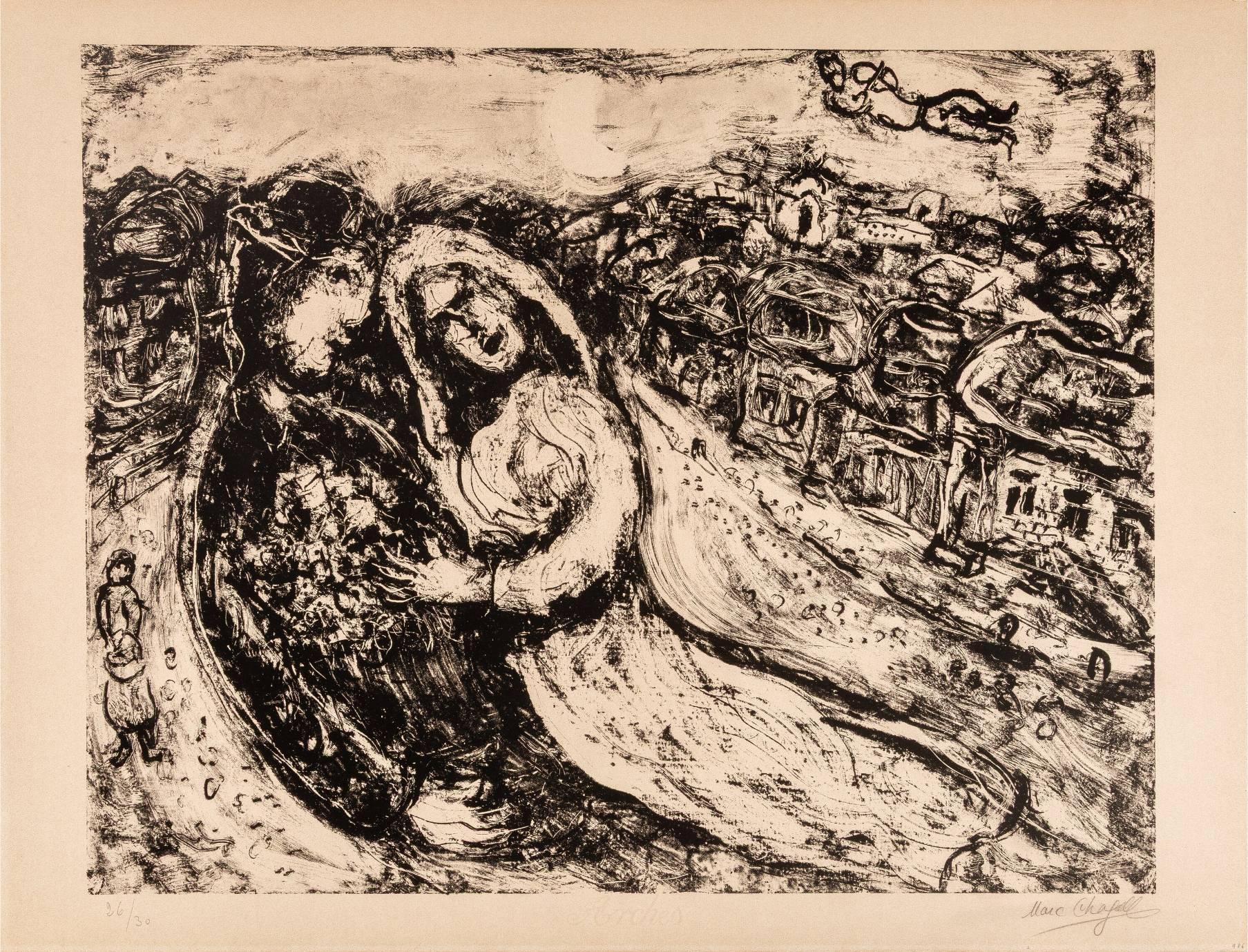 "Il matrimonio", litografia originale, moderna, 1965, firmata