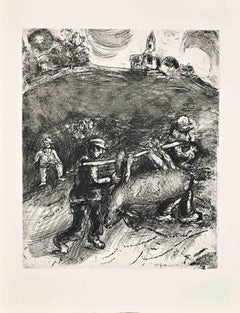 Le Meunier, son fils et l'Ane (The Miller... - Acquaforte di Marc Chagall - 1952