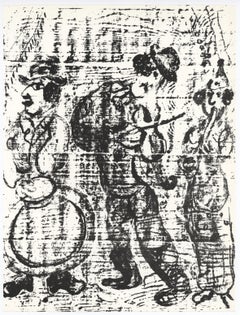Lithographie originale « Les musiciens vagabonds »