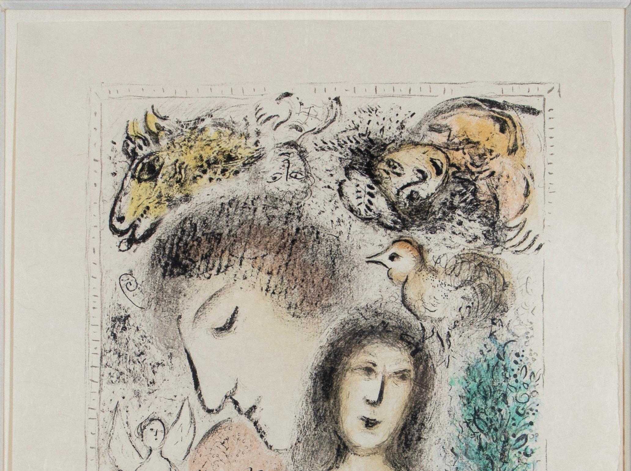 “Le Nu” The Nude - Color lithograph 1978 - Framed - Signed - angel, bird - Modern Print by Marc Chagall