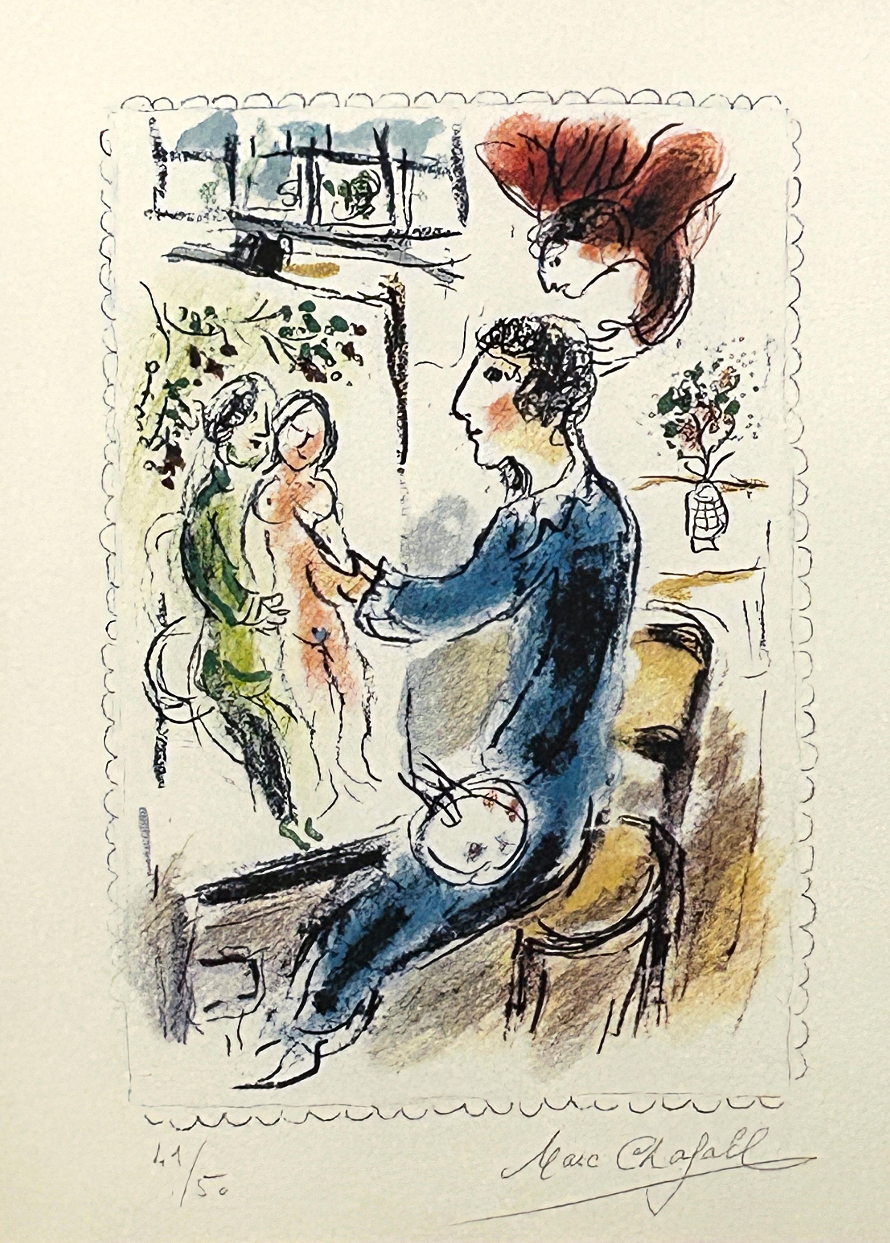 Le Peintre Bleu (Il pittore blu) - Print di Marc Chagall