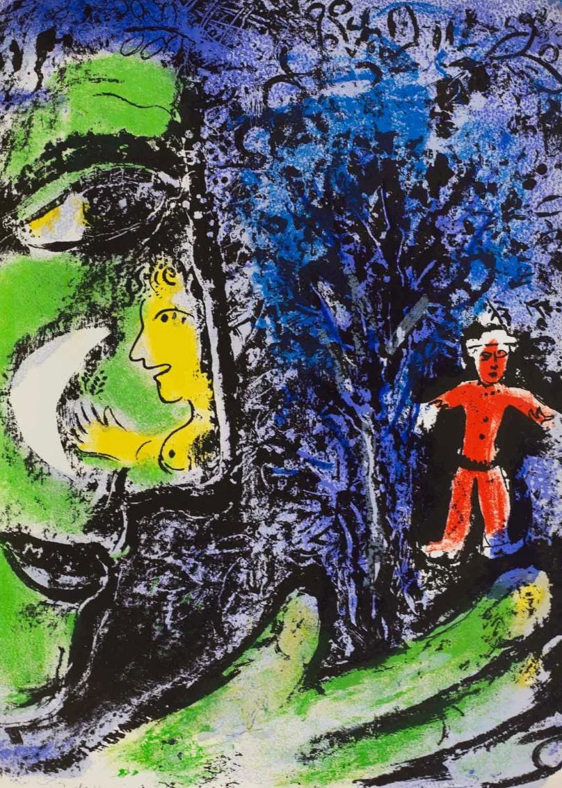 Marc Chagall Figurative Print - Le Profile et l
Enfant Rouge