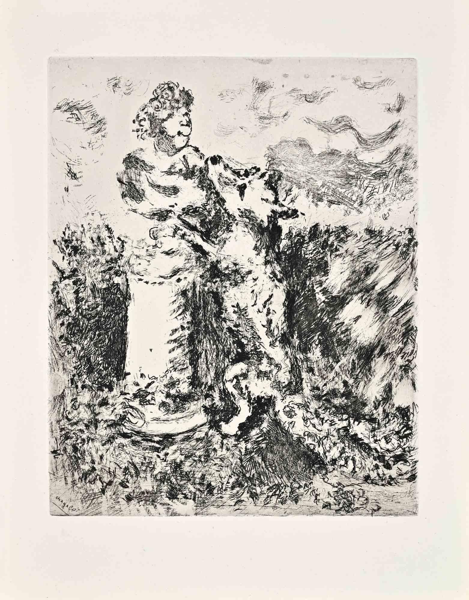 Le Renard et le Buste - Etching by Marc Chagall - 1952