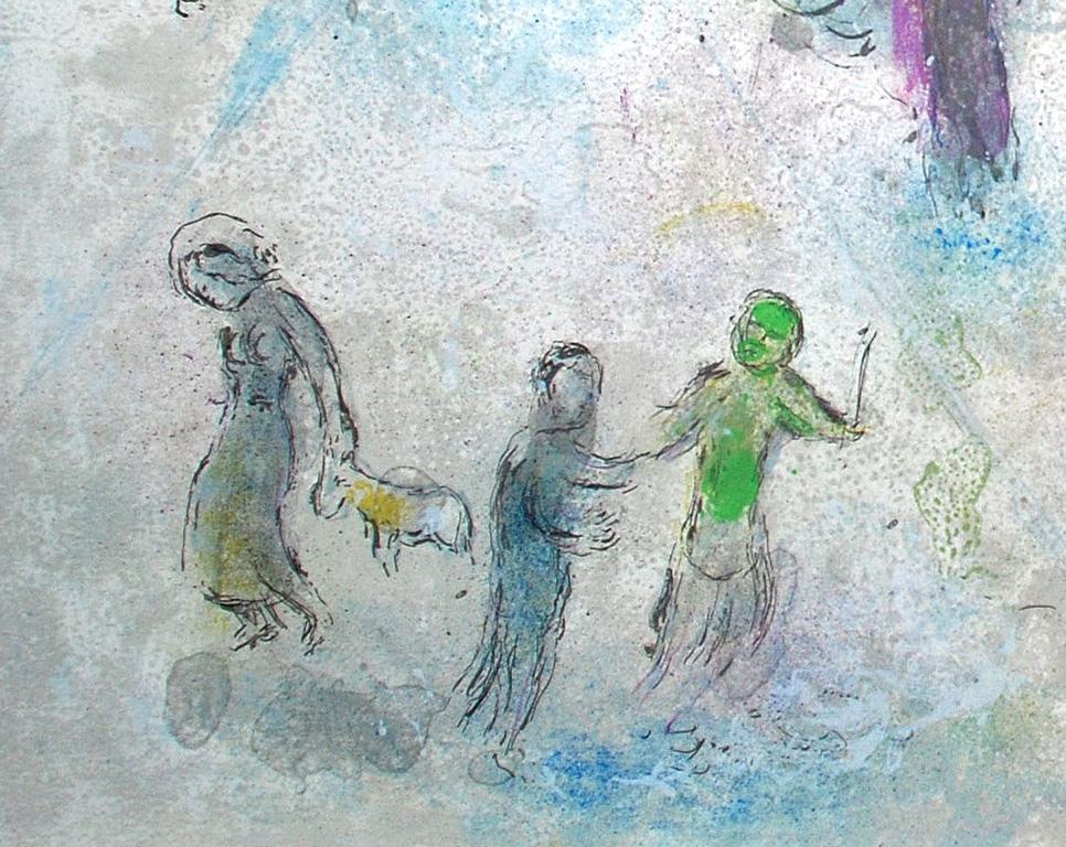 Le repas chez Dryas (The Meal at Dryas's House) from Daphnis & Chloé - Gray Figurative Print by Marc Chagall