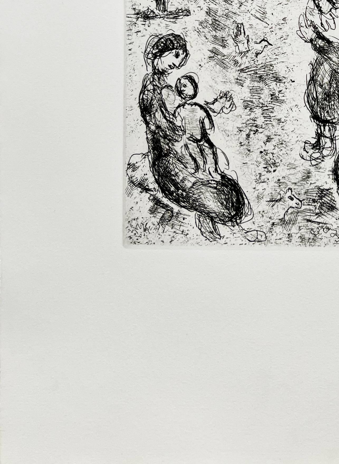 Marc Chagall (1887-1985) - Le Retour de l'Enfant Prodigue

Etching from 1981.

An unnumbered and unsigned copy in black, outside from signed edition of 60.

Dimensions of sheet: 49.5 x 32.5 cm

Dimensions in frame: 63.2 x 53.2 cm

Publisher: Cramer
