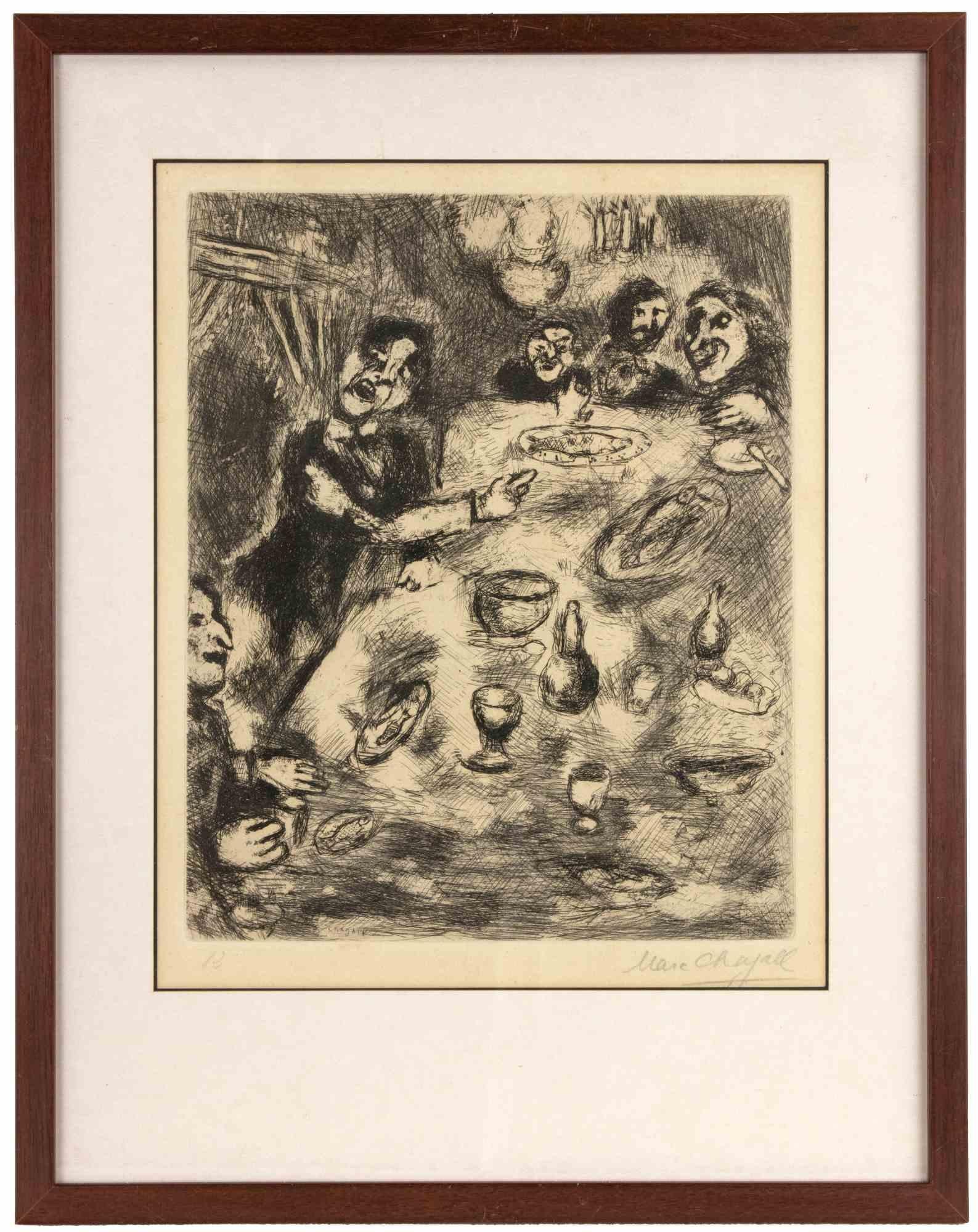 Etching realized by Chagall in 1929, and printed by Tériade in 1952.

It belongs to the Series "Les Fables de La Fontaine".

Edition of 200.

Hand signed and numbered in pencil.

Printed by Atelier Haasen.

Ref. Vollard 176