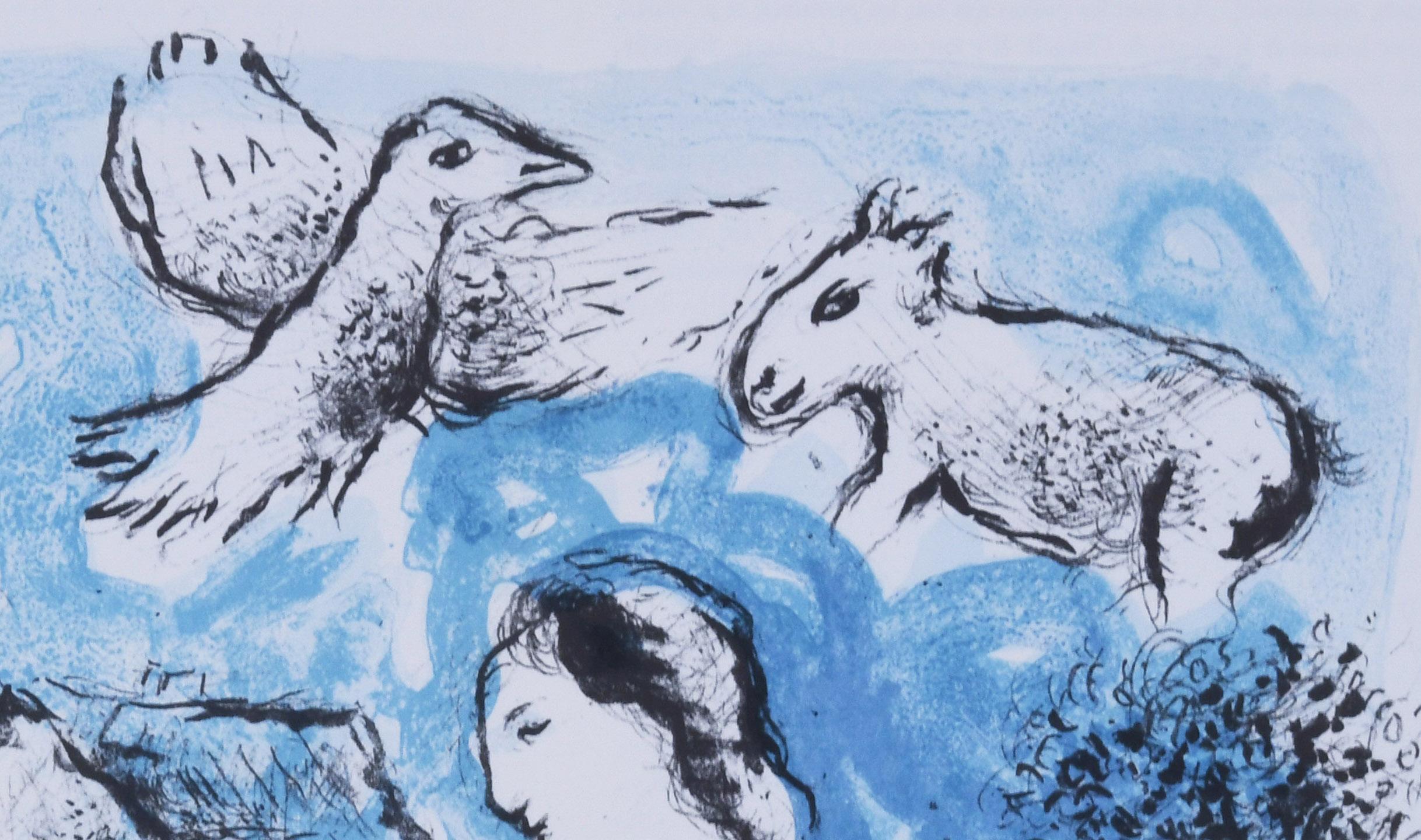 Le Village (The village) - Blue Figurative Print by Marc Chagall