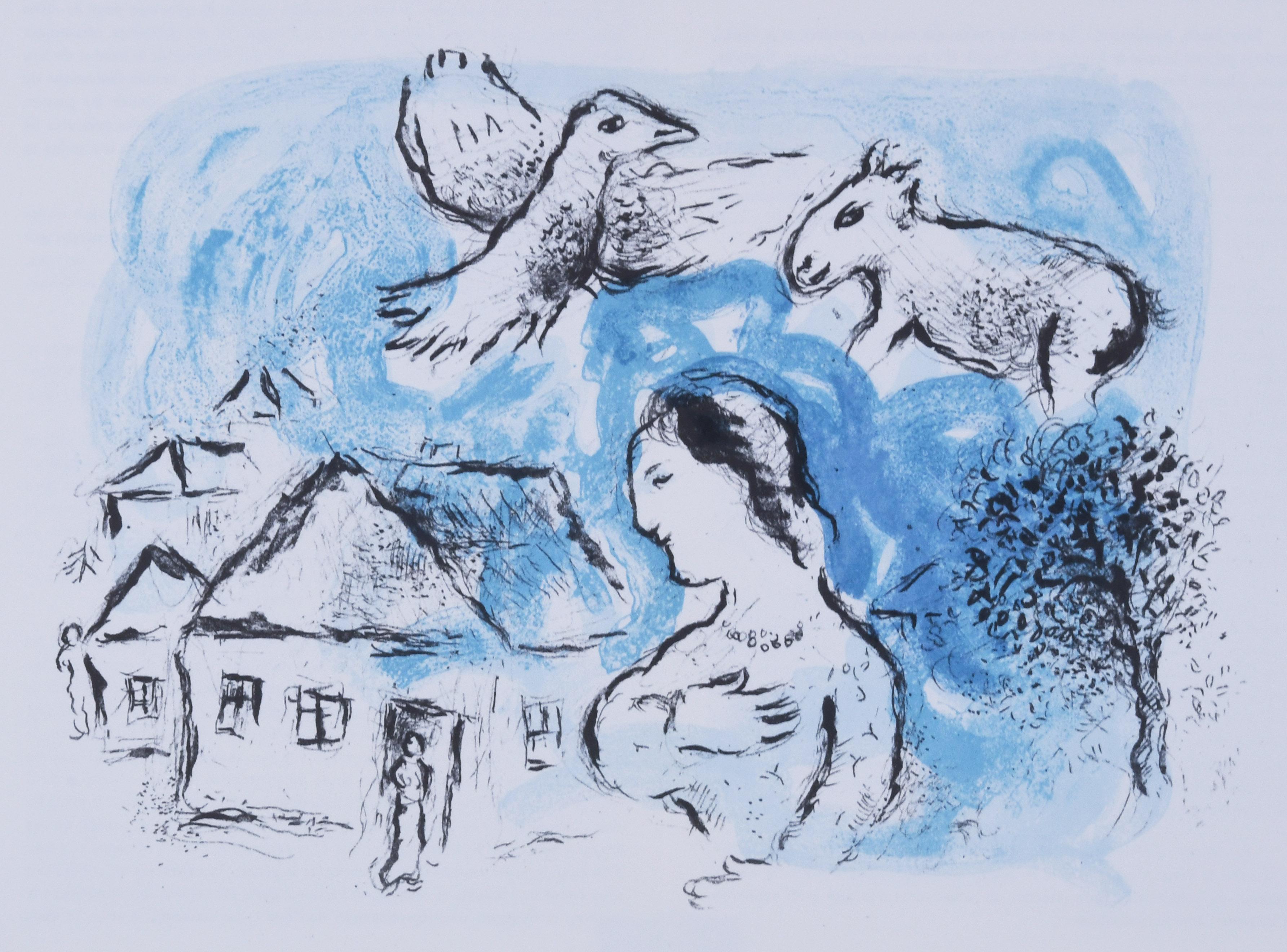 Marc Chagall Figurative Print – Le Village (Das Dorf)
