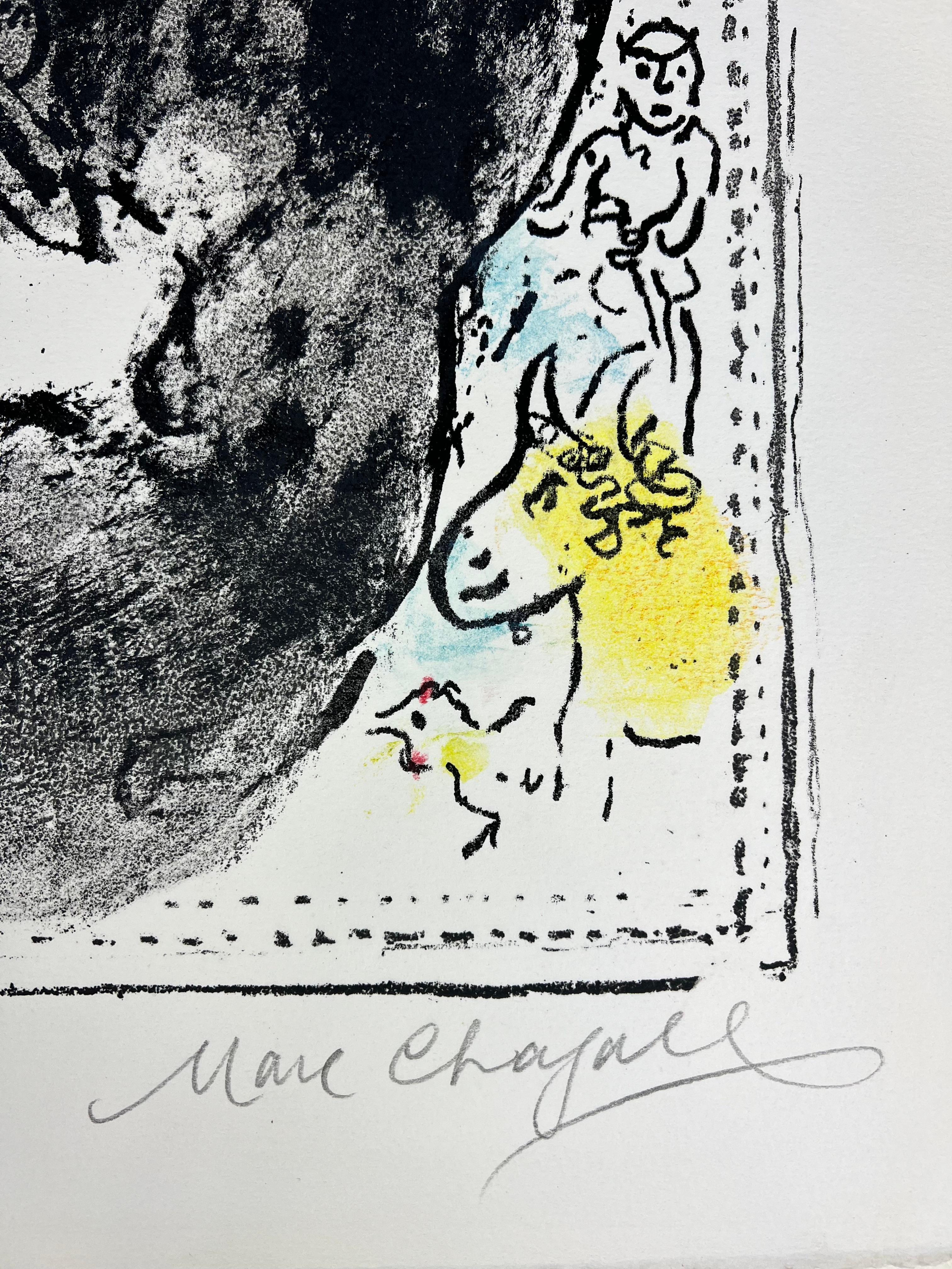 Marc Chagall - LE VIOLINISTE AU COQ - hand-colored lithograph by the artist  1