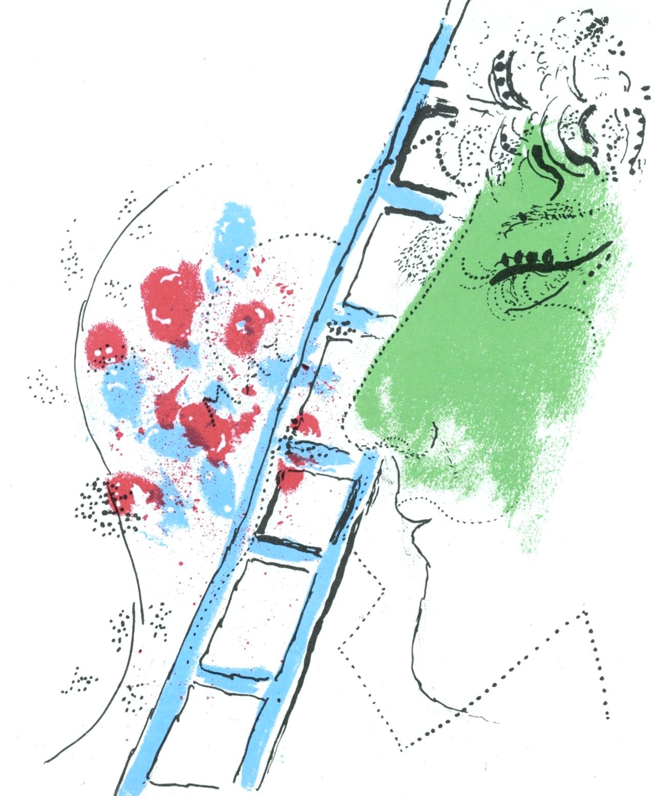 Landscape Print de Marc Chagall - L'échelle (Cramer 34; Mourlot 200), Chagall