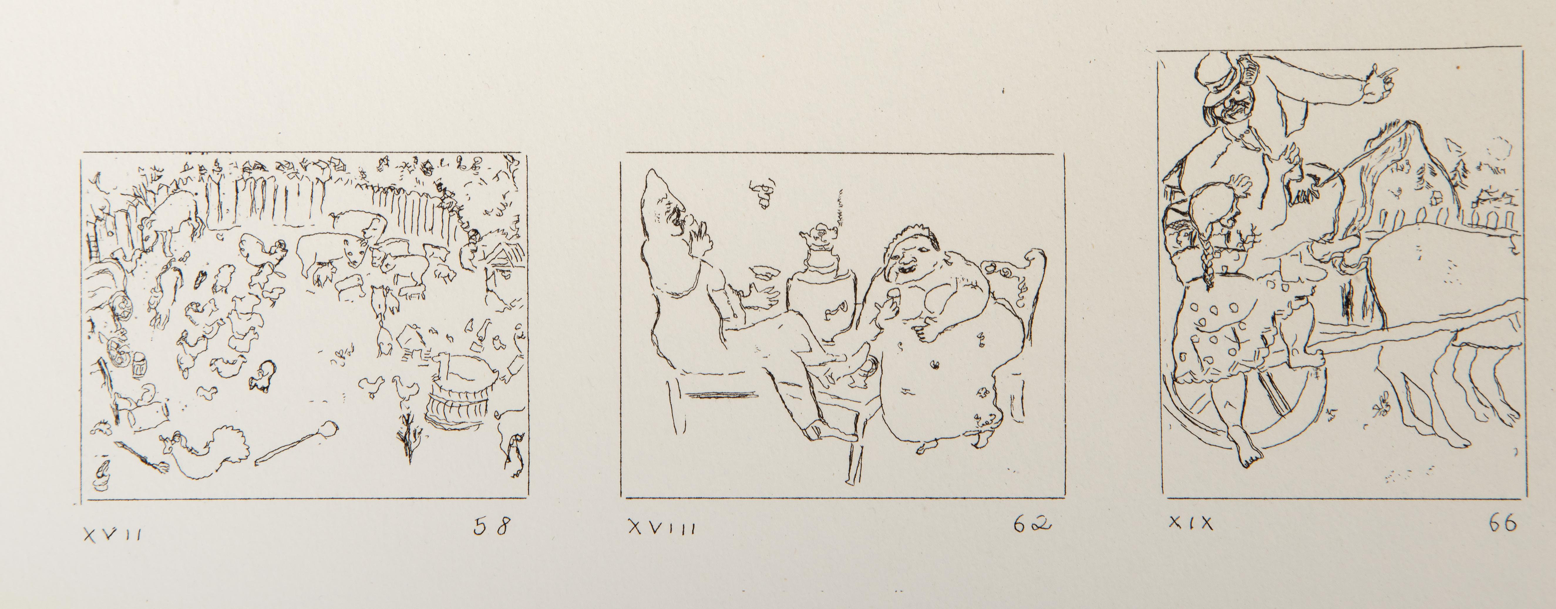 Les Ames Mortes Vignette-Teller 1, Moderne Radierung von Marc Chagall im Angebot 2