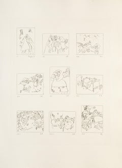 Les Ames Mortes Vignette-Teller 1, Moderne Radierung von Marc Chagall