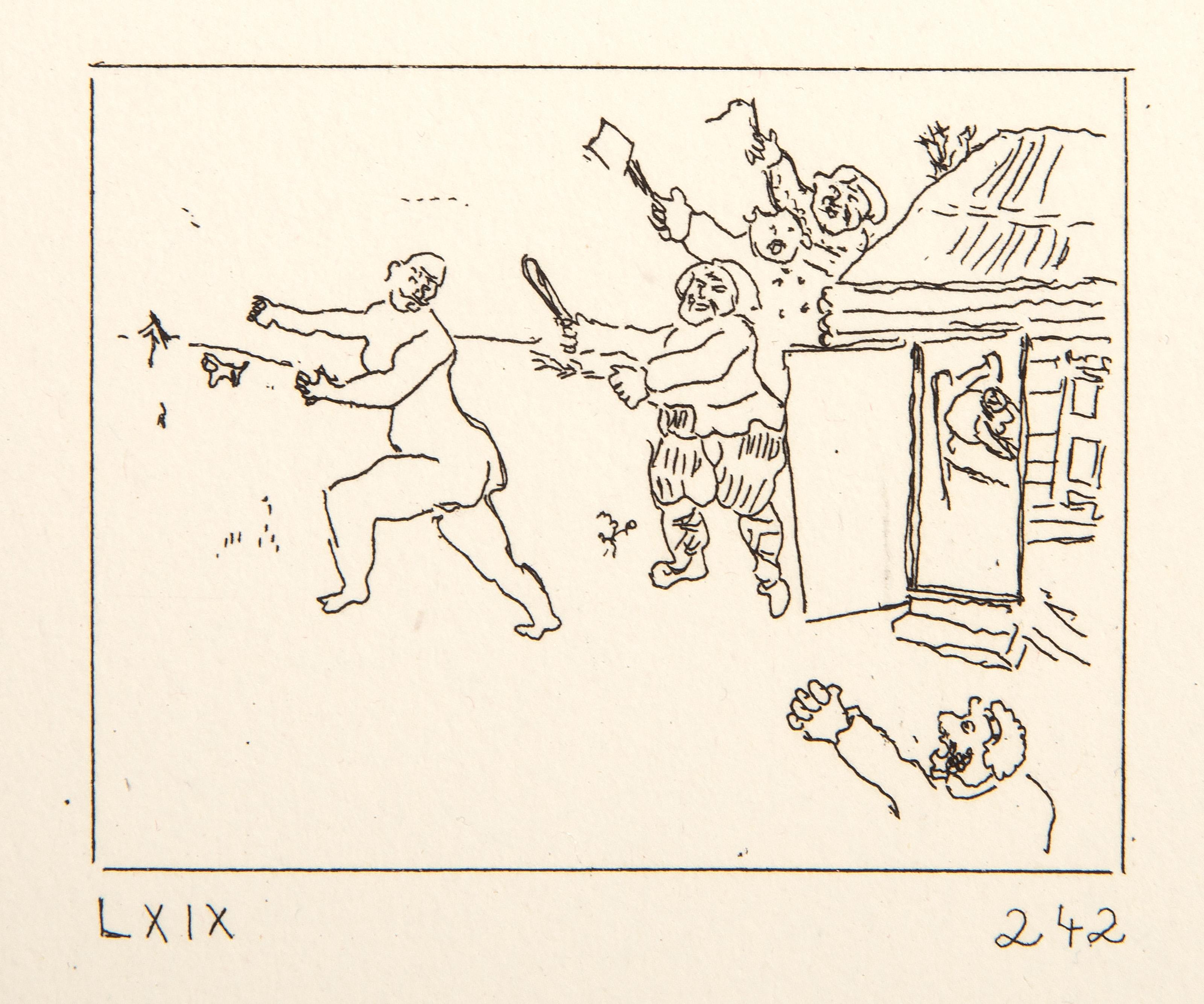 Les Ames Mortes Vignette Plate 10, Surrealist Etching by Marc Chagall For Sale 1