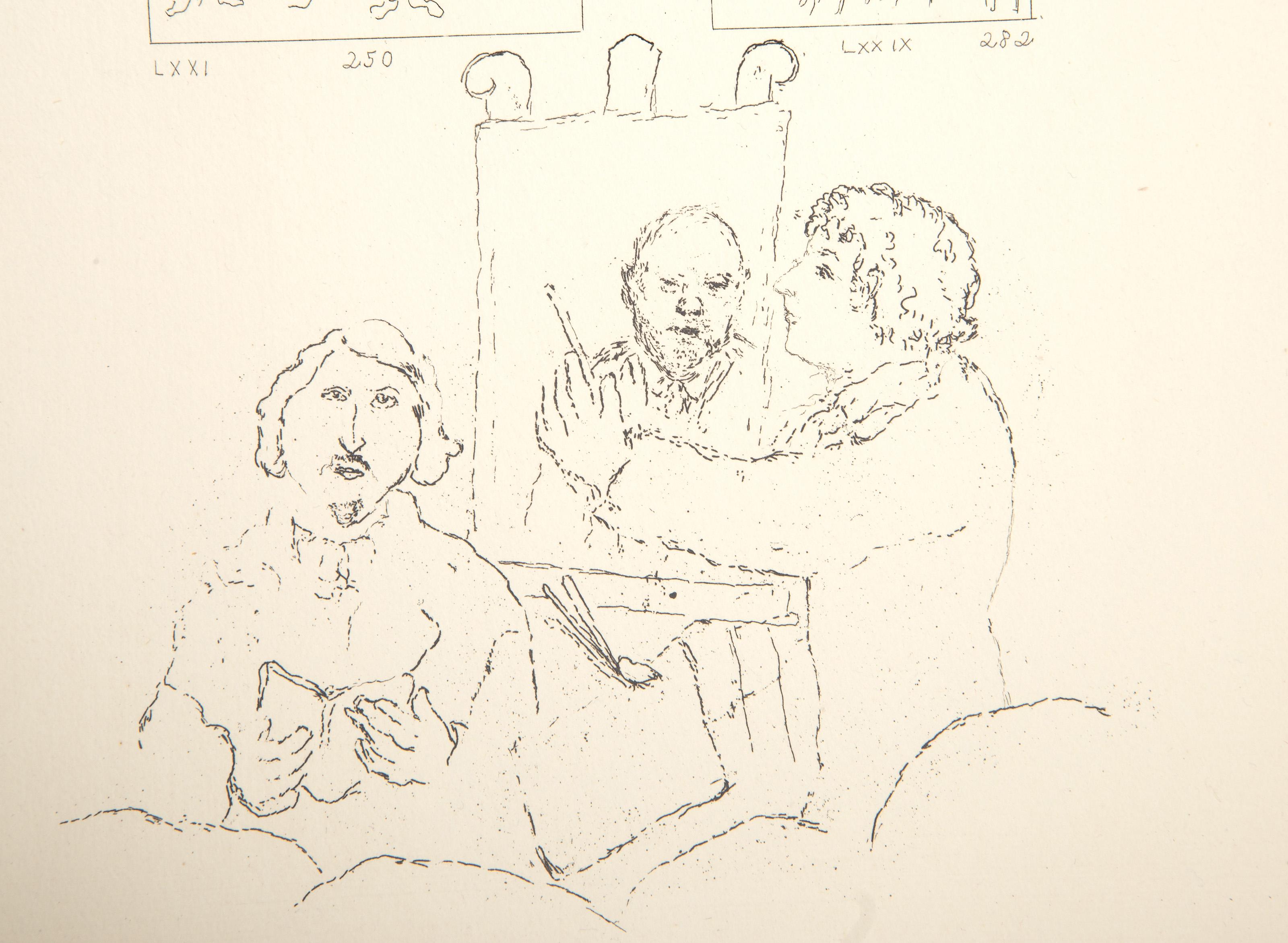 Les Ames Mortes Vignette Plate 11, Impressionist Etching by Marc Chagall For Sale 1
