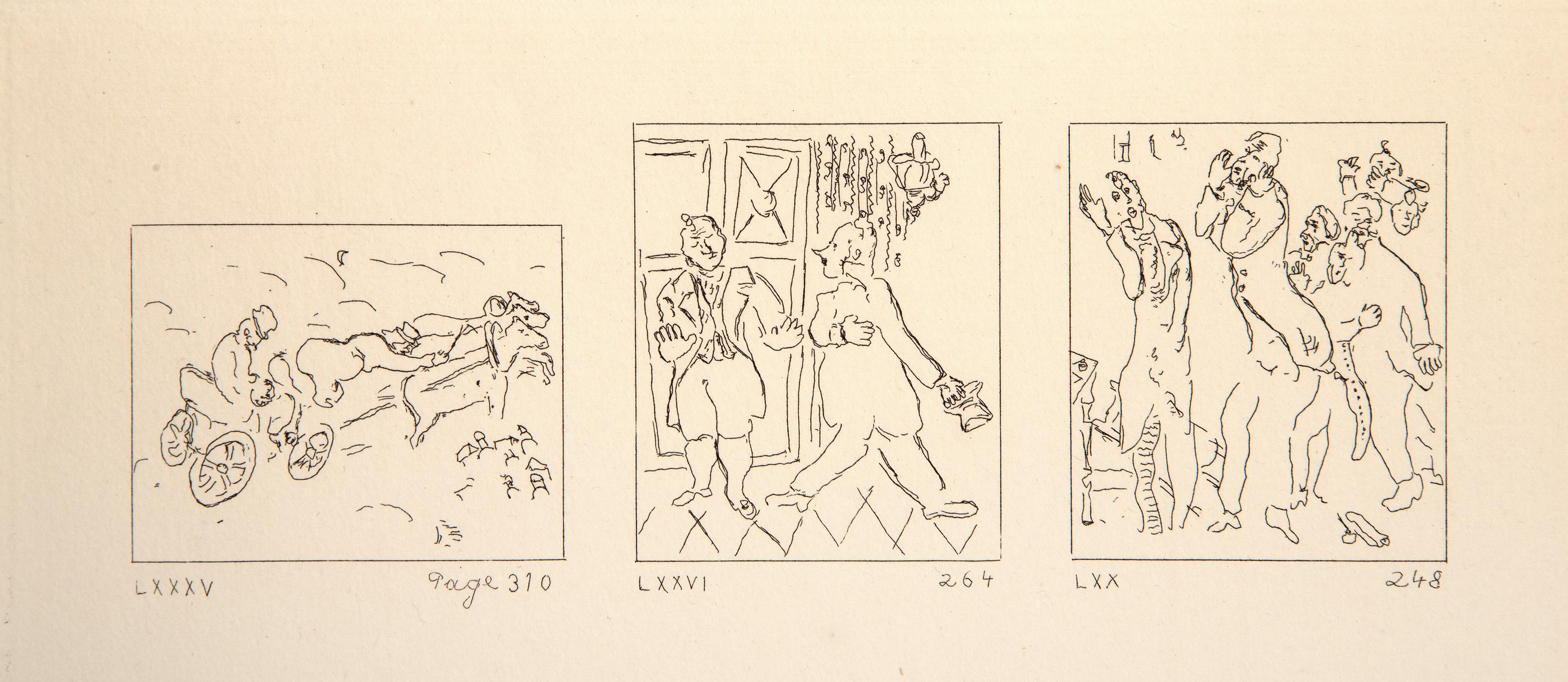 Les Ames Mortes Vignette Plate 11, Impressionist Etching by Marc Chagall For Sale 2