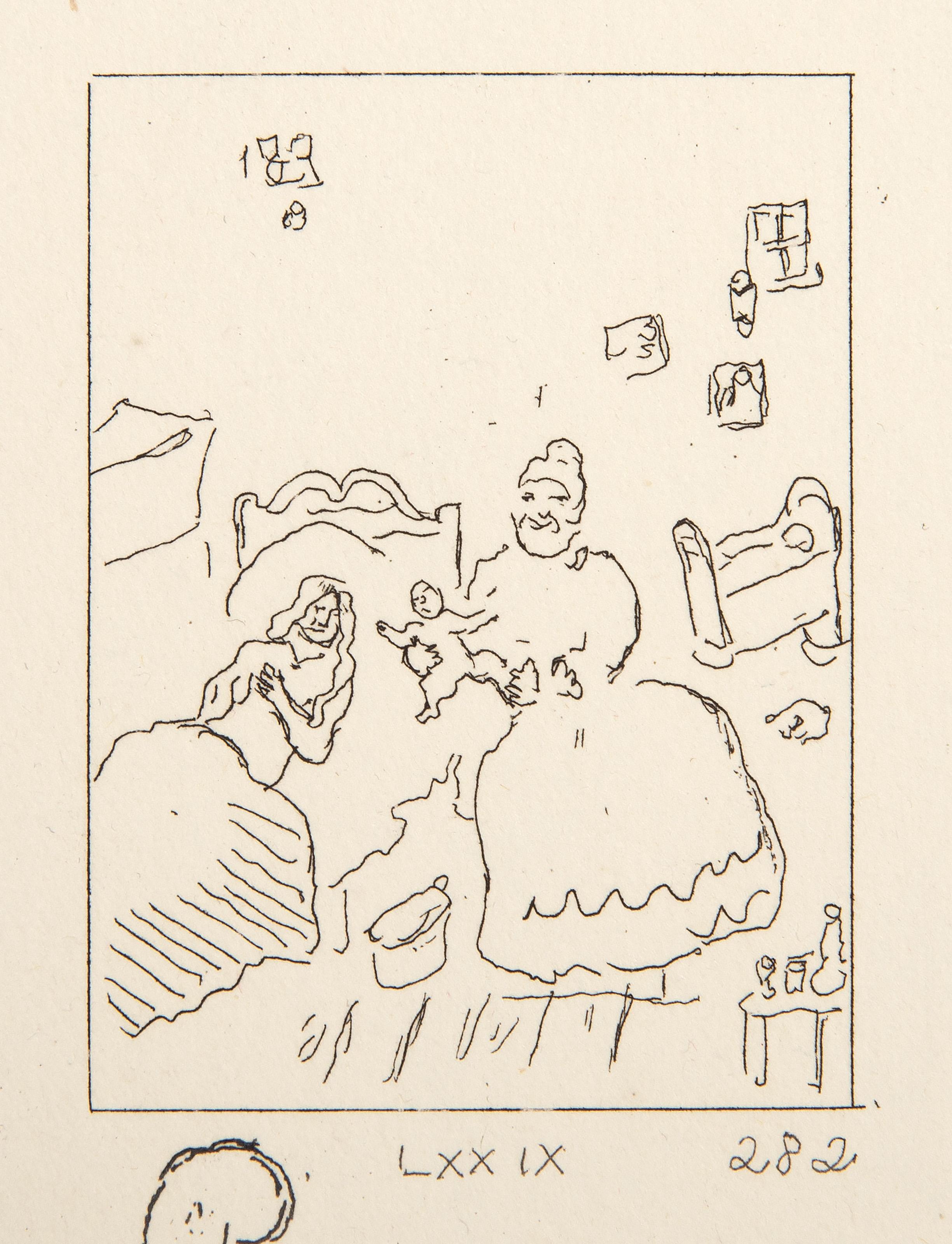 Les Ames Mortes Vignette Plate 11, Impressionist Etching by Marc Chagall For Sale 3